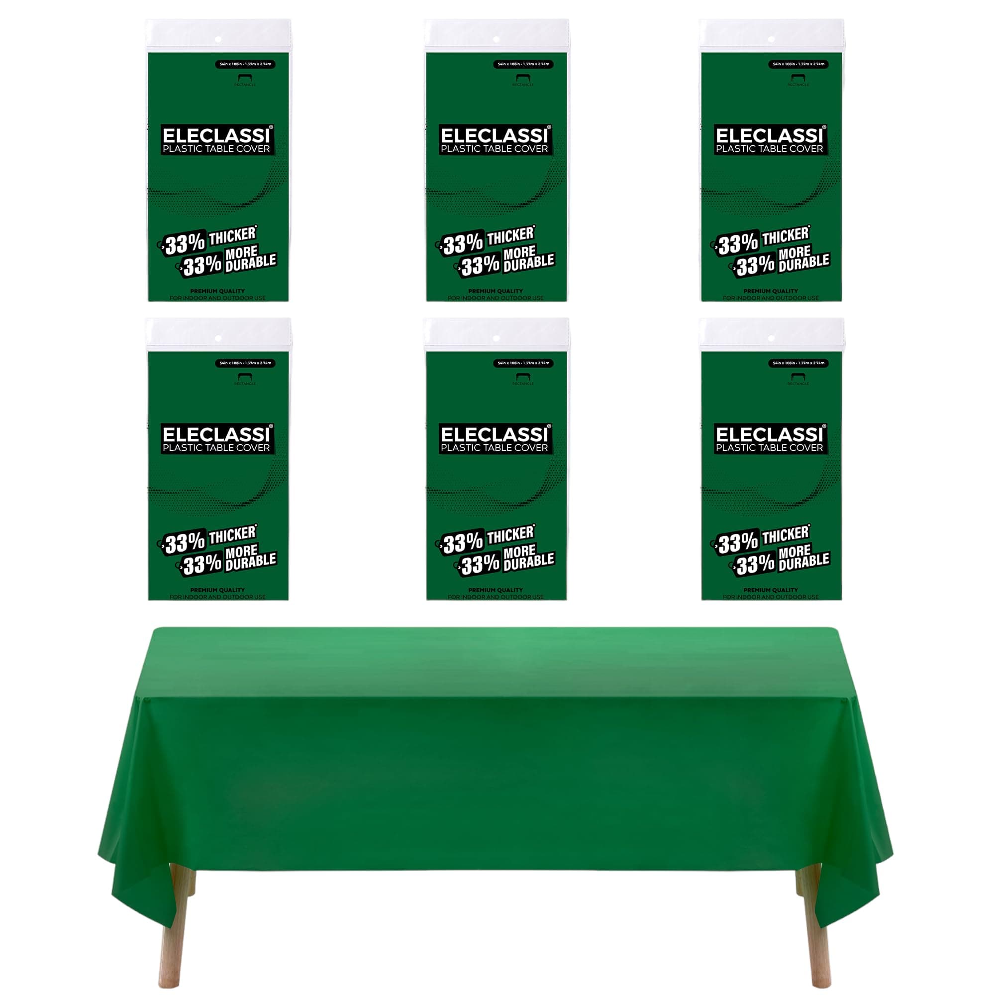 - Eleclassi Emerald Green 6 Pack Premium Disposable Plastic Tablecloth 54 x 108 in - Plastic Table Cloth Disposable Tablecloth for Rectangle Table Up to 8 Feet
