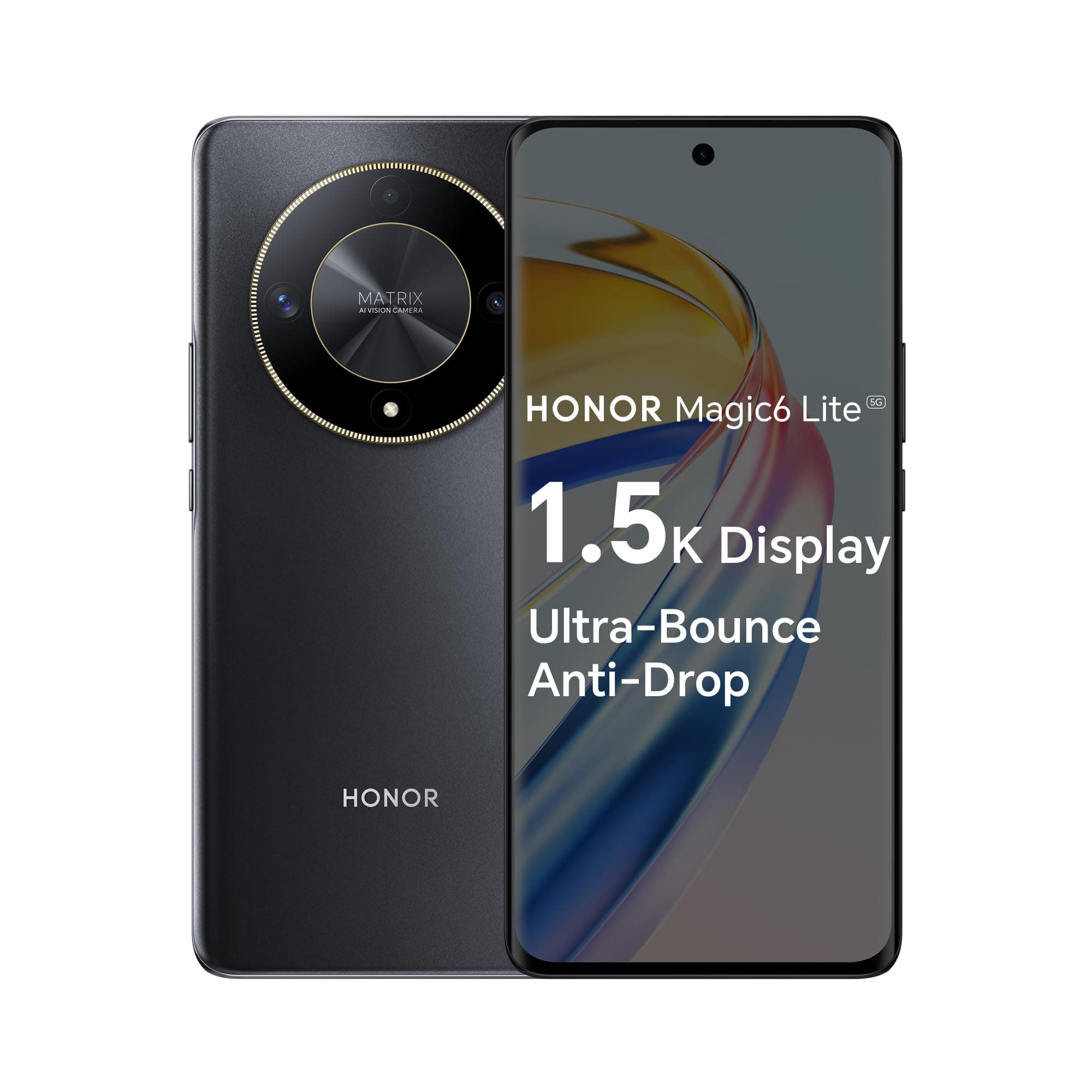 Honor Magic6 Lite Dual-SIM 256GB ROM + 8GB RAM (Only GSM | No CDMA) Factory Unlocked 5G Smartphone (Midnight Black) - International Version