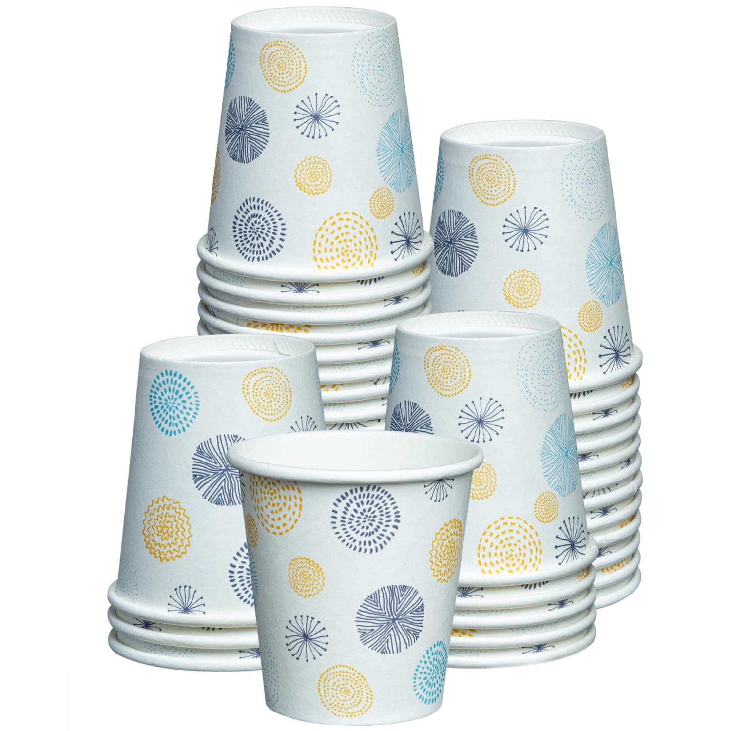 GUSTO [3 oz. - 100 Count Small Paper Cups, Disposable Mini Bathroom Mouthwash Cups - Eco-Friendly and Versatile - Floral