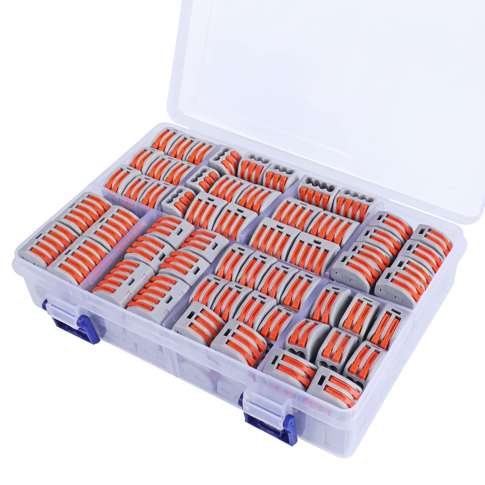 160 PCS Lever Wire Electrical Connectors Nuts Assortment Kit with 28-12 AWG, Multiple Stud2/3/5 Conductor Combination Compact, Electrical Insulated Terminals, Quick Disconnect Splicing