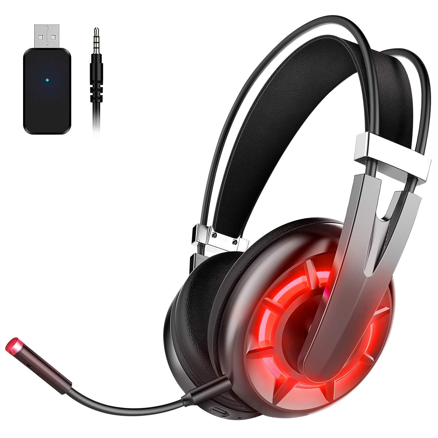 Wintory AIR 2.4G Wireless Gaming Headset for PC PS4 TV Playstation Computer Headset with Detachable Noise Canceling Microphone Mute Key 3D Surround Sound Over Ear Gaming Mic Headphones Upto 15H of Use