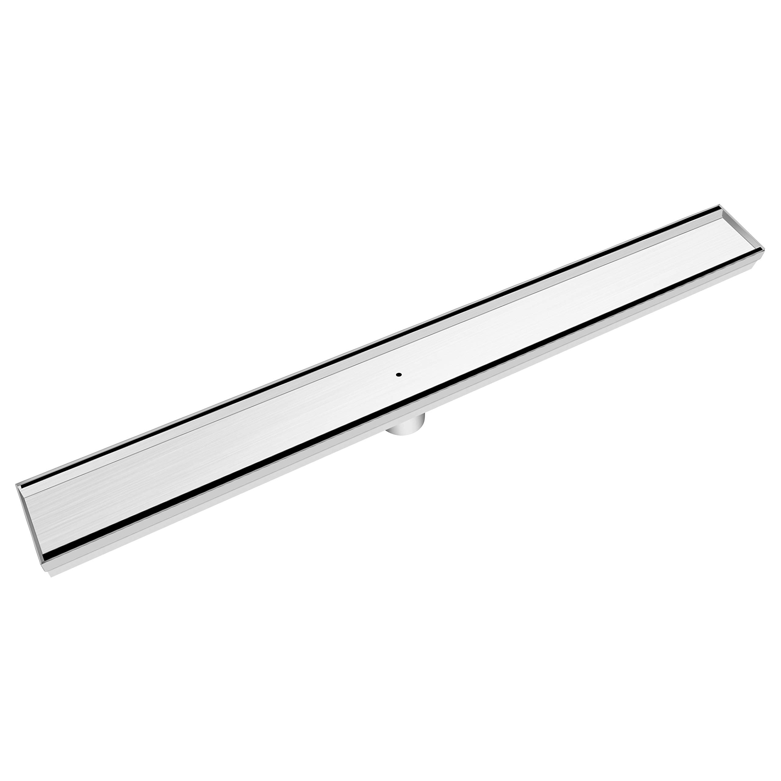 Bronstarz 26-INCH Linear Shower Drain with Tile Insert Grate, Brushed Nickel 304 Stainless Steel for Bathroom Kitchen Pool Floor Drain Strainer