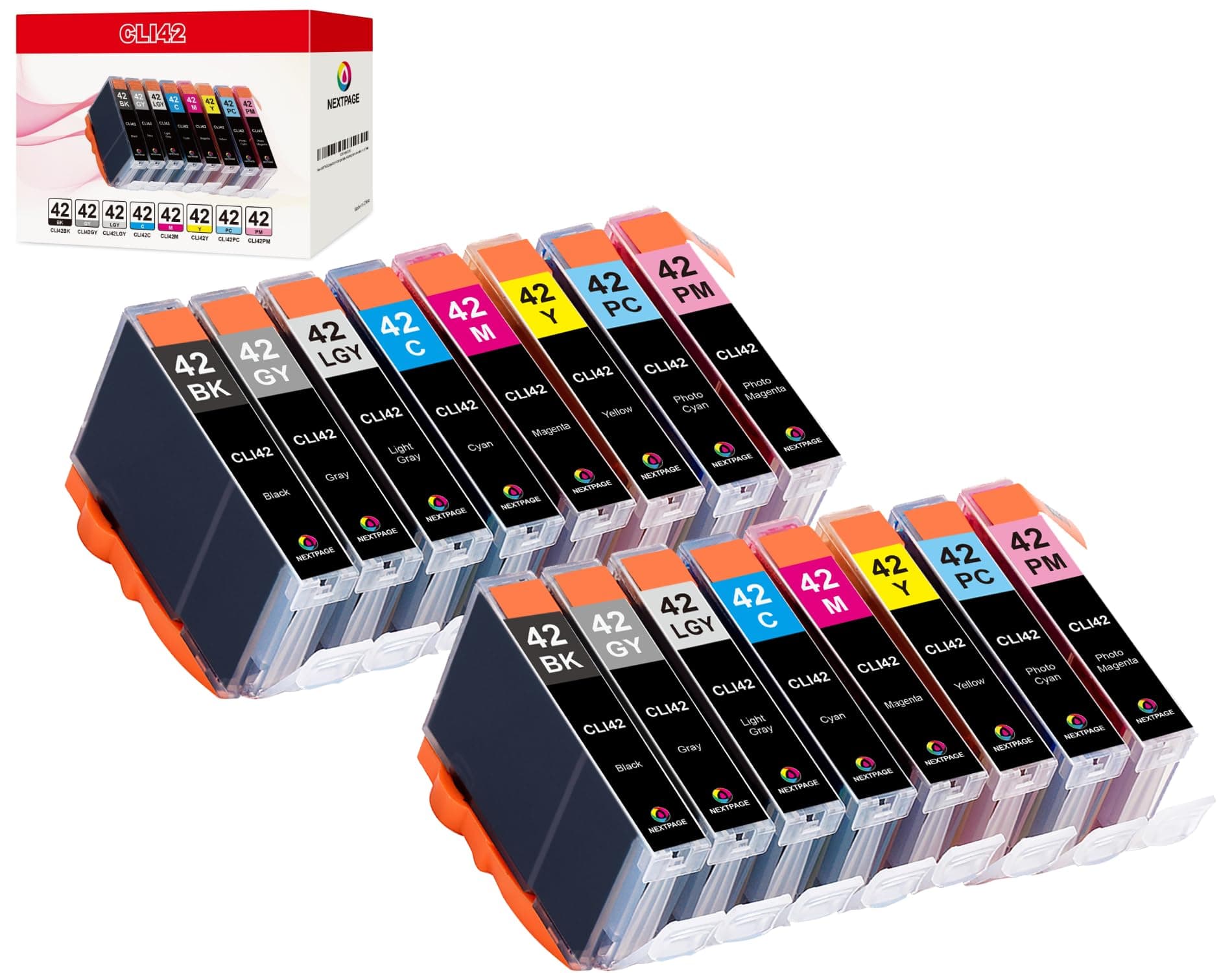 - NEXTPAGE CLI 42 Ink cartridges Compatible Ink Cartridges Replacement for Canon CLI-42 CLI42 Use with Pro-100 Pro 100 Printer Professional Inkjet PIXMA PRO-100 Ink 8 Colors 2 Set 16 PCS