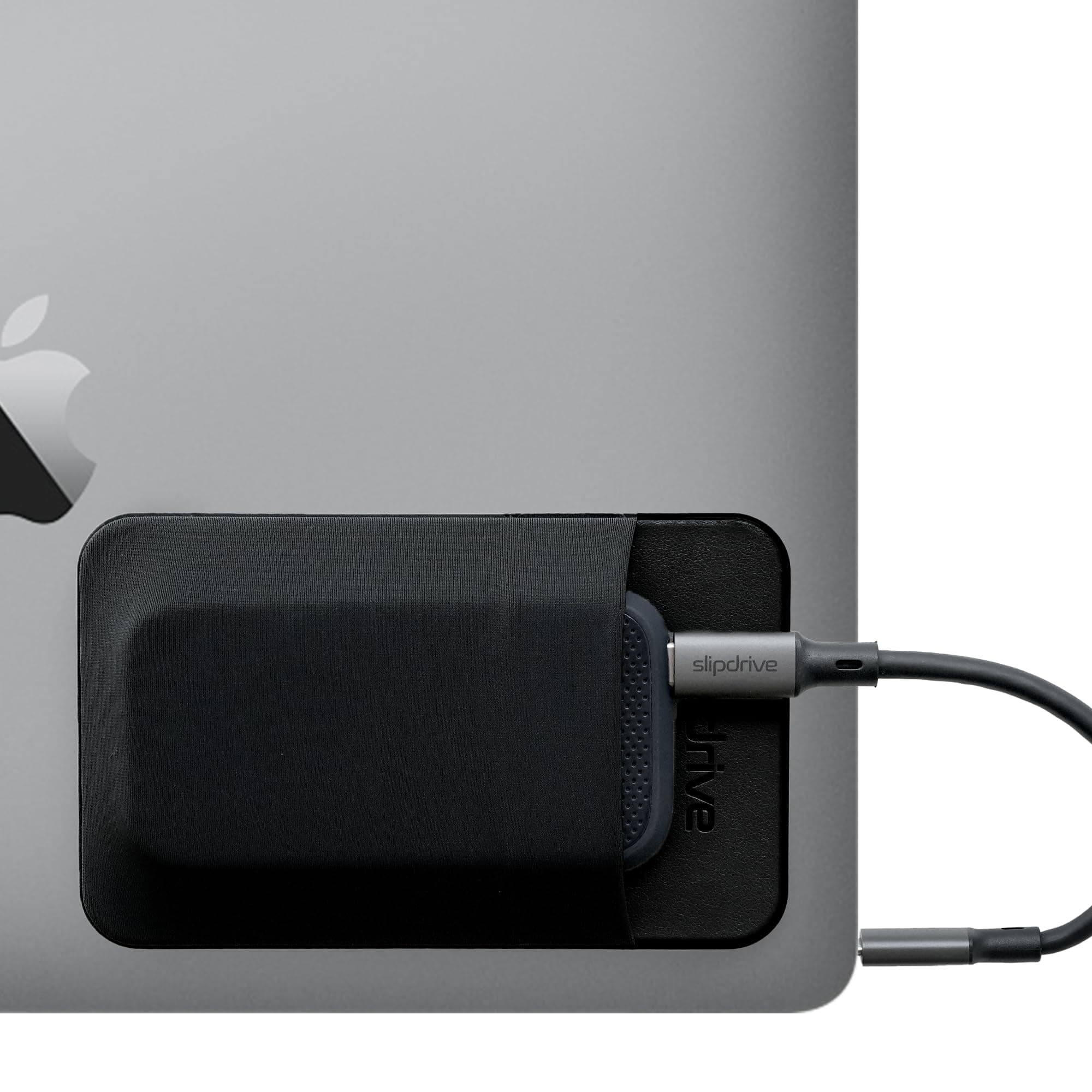 Slipdrive - Portable Hard Drive Sleeve for Laptop - SSD Solid State Drive - Reusable Adhesive - Stick on External Hard Drive Carrying Case - Pocket Pouch (Small, Black)
