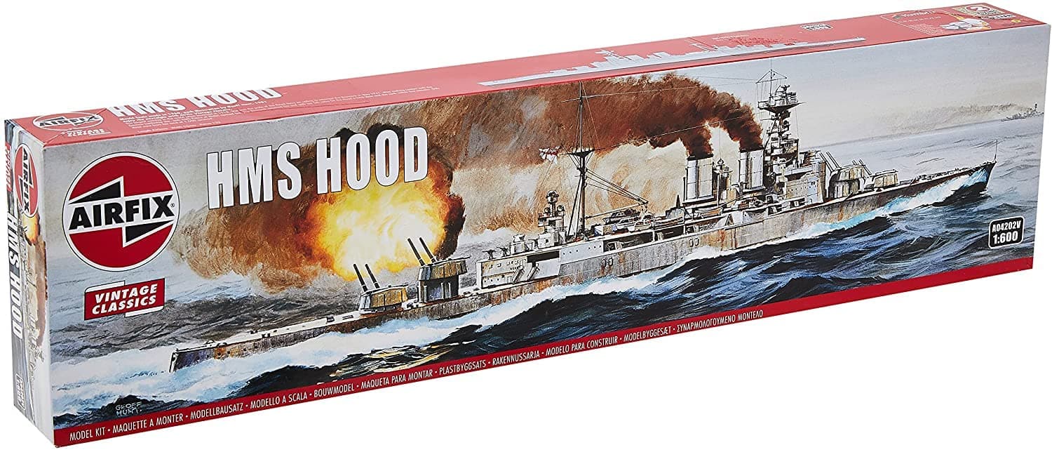 – Airfix Vintage Classics Set - A04202V HMS Hood - Plastic Model Ship Kits for Adults & Children 8+, Set Includes 131 Pieces - 1:600 Scale Model Ship Set, Navy