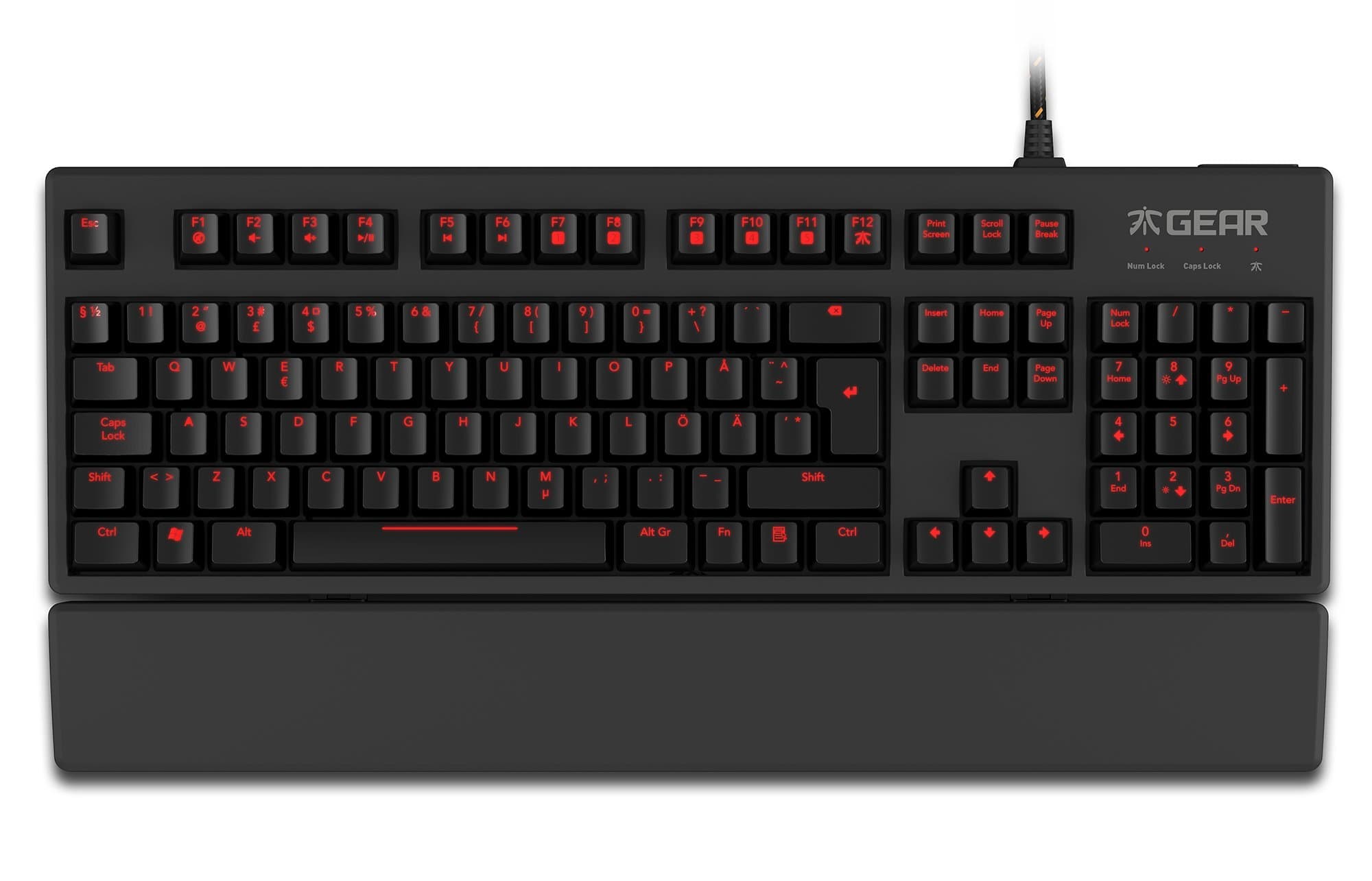 Fnatic Gear Rush Silent LED Backlit Mechanical Pro Gaming Keyboard with Silent Red MX Cherry Switches, DE Layout
