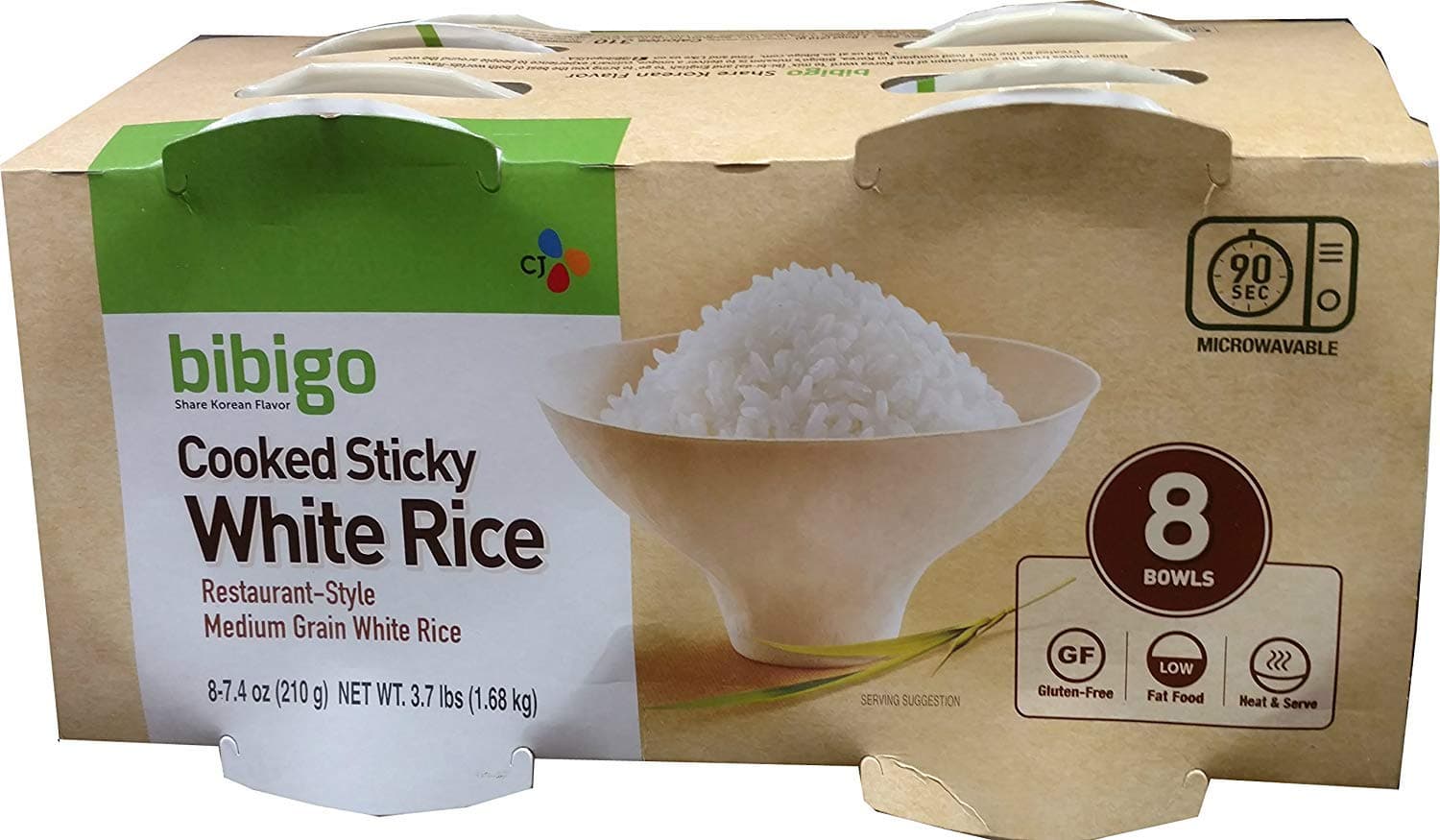 Cooked Sticky White Rice, 7.4 Ounce (8 Count) (4 Pack)