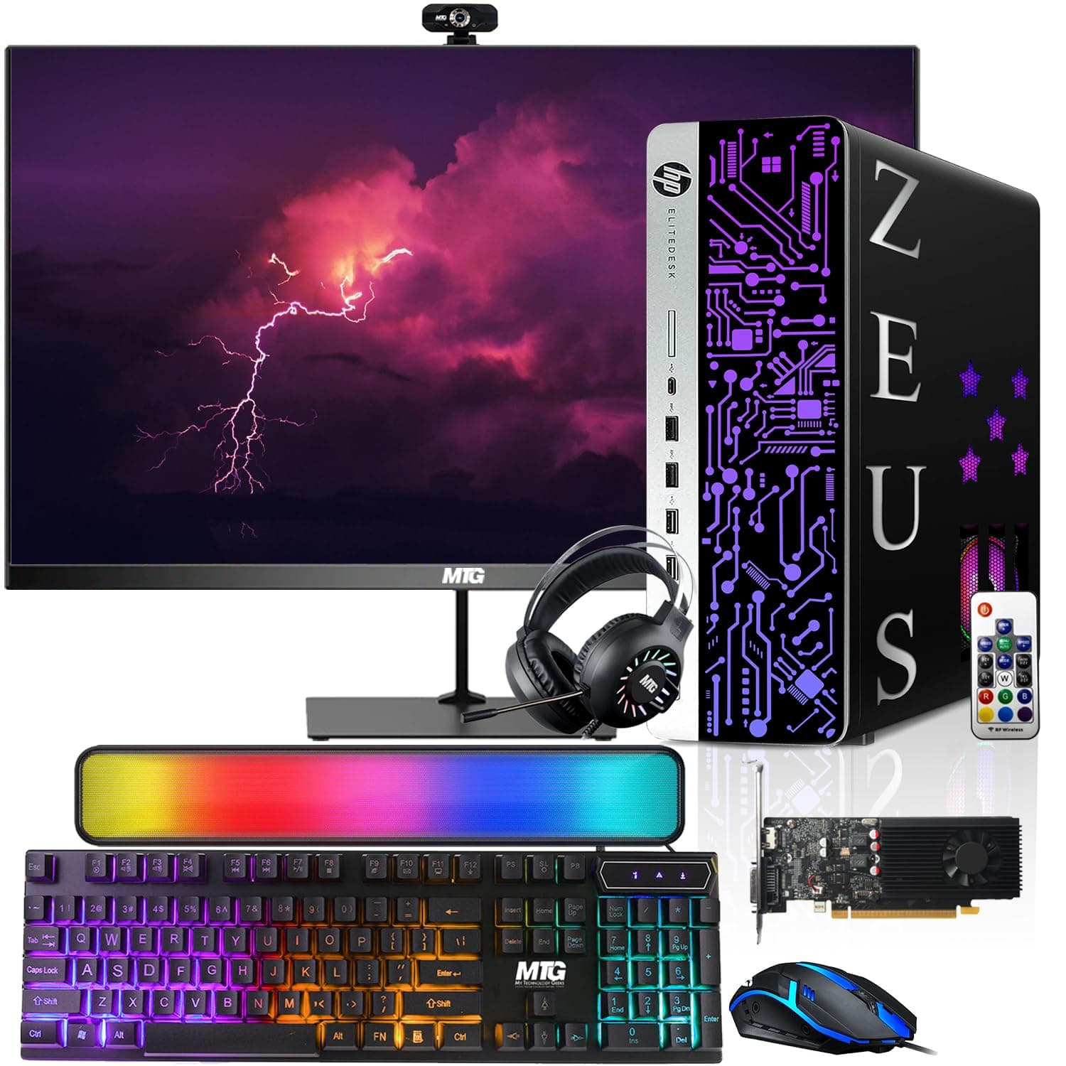 HP G3 Gaming Desktop PC, Intel i7 6th Gen, GT 1030 2GB DDR5, 16GB RAM, 512GB SSD + 2TB HDD, 22 Inch Monitor, RGB Kit, Windows 11 (Renewed)