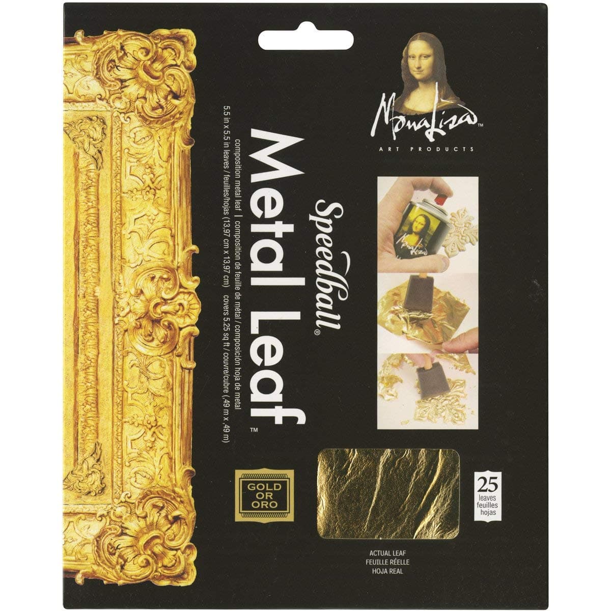 Mona Lisa Composition Metal Leaf 25-Sheet Pack, 5.5-Inch x 5.5-Inch Size, Gold
