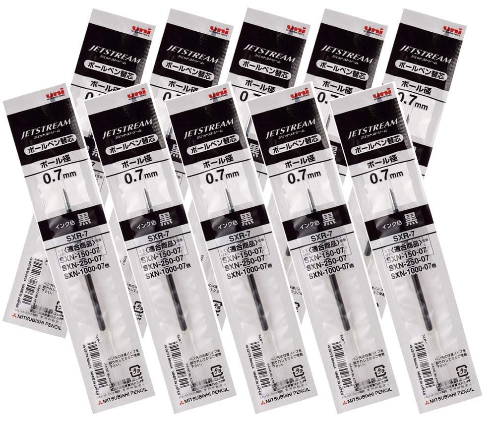 Jetstream Fine Point Roller Ball Pens Refills for Standard Pen Type -0.7mm-black Ink-value Set of 10 ( )