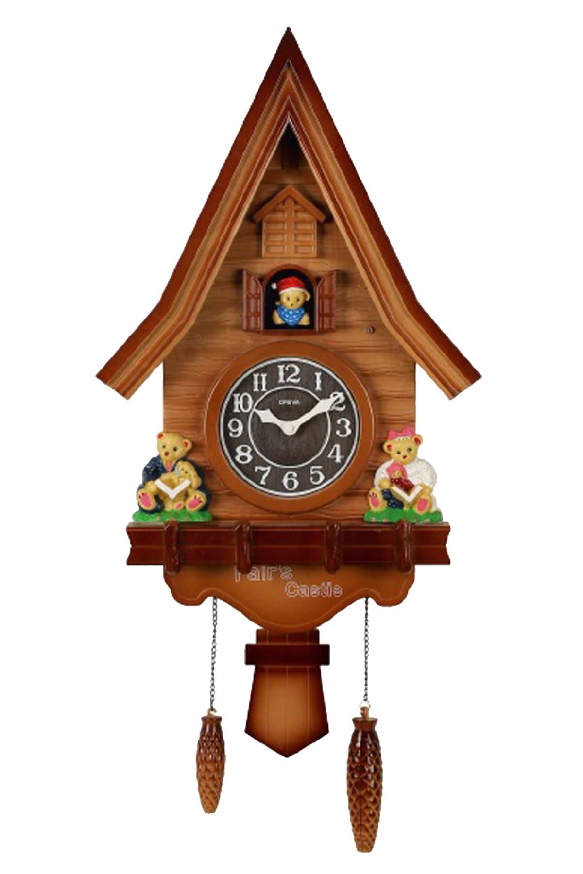 AQ-4197 Plastic Pendulum Cuckoo Analog Wall Clock (32 cm x 10 cm x 51 cm, Brown Wood )
