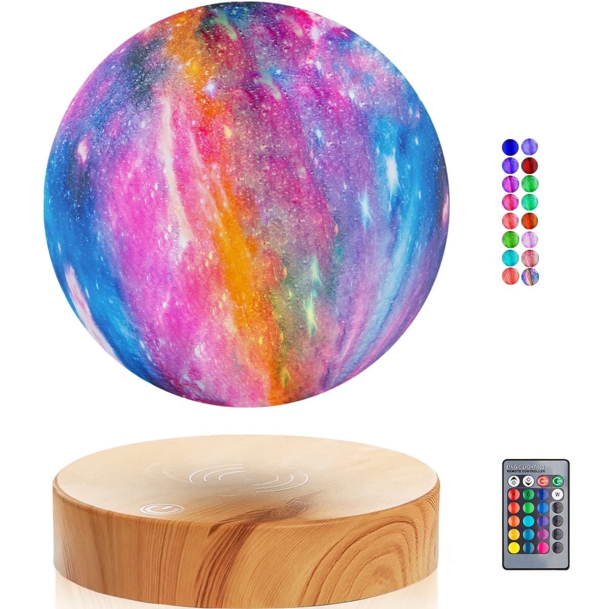 – VGAzer Magnetic Levitating Moon Lamp,Floating Moon Light 16 Colors with Remote (Round Base)