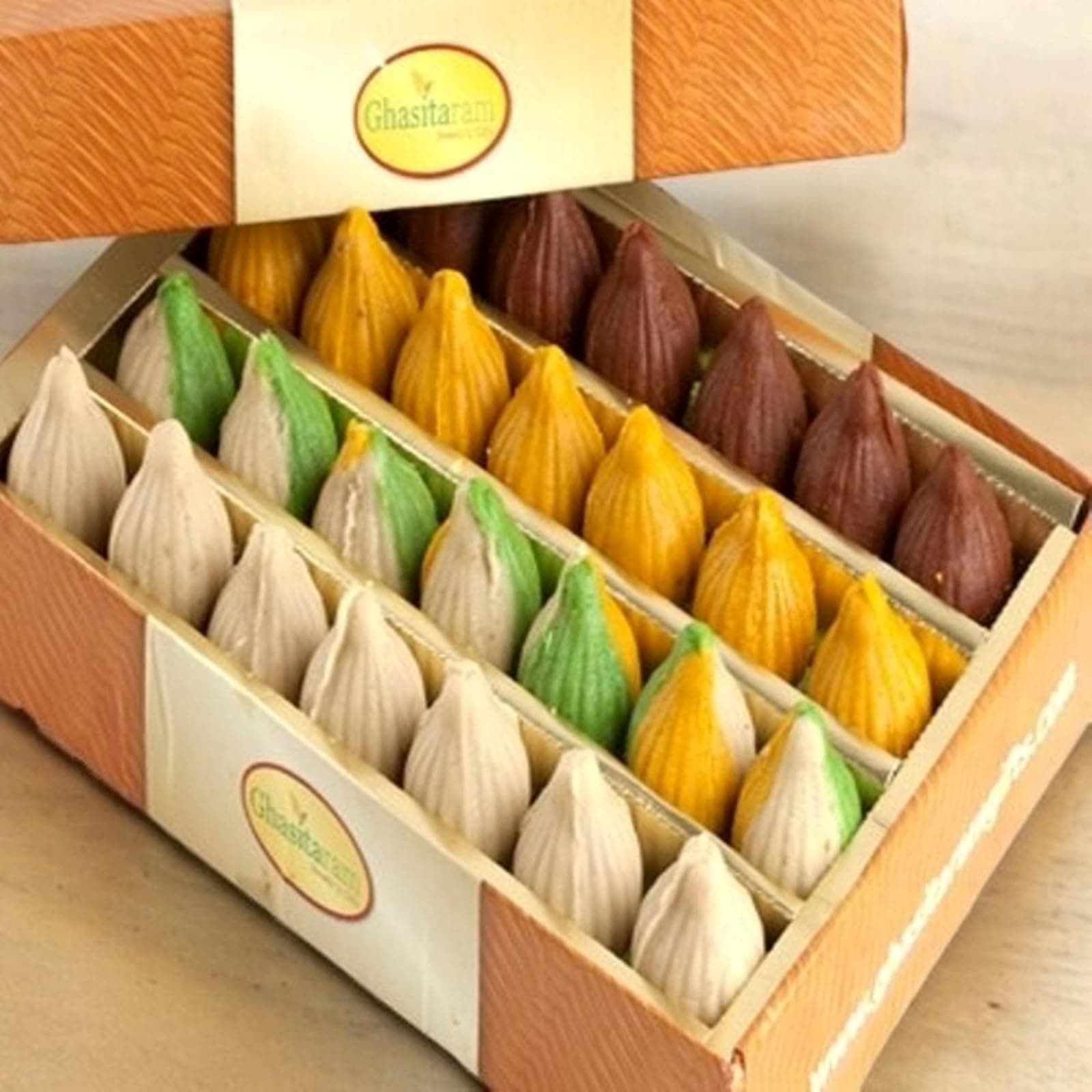 Ghasitaram Gifts Indian Sweets - Pure Kaju Assorted Modaks, 200g