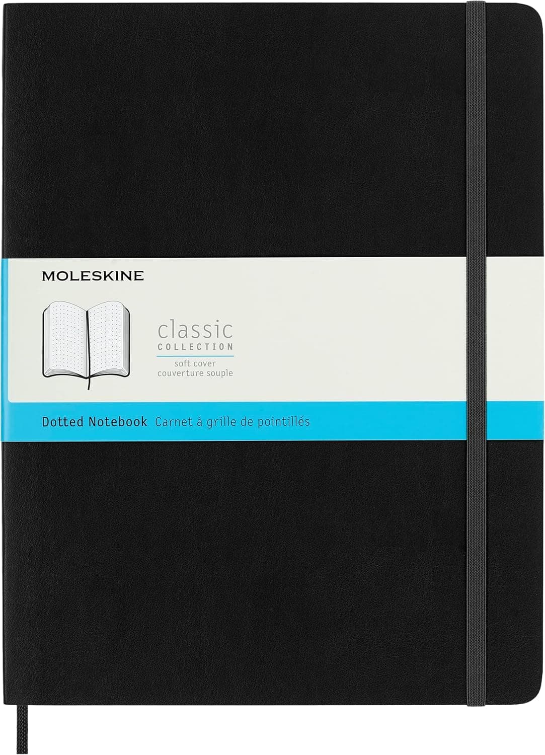 Classic Notebook, Soft Cover, XL (7.5" x 9.5") Dotted, Black, 192 Pages