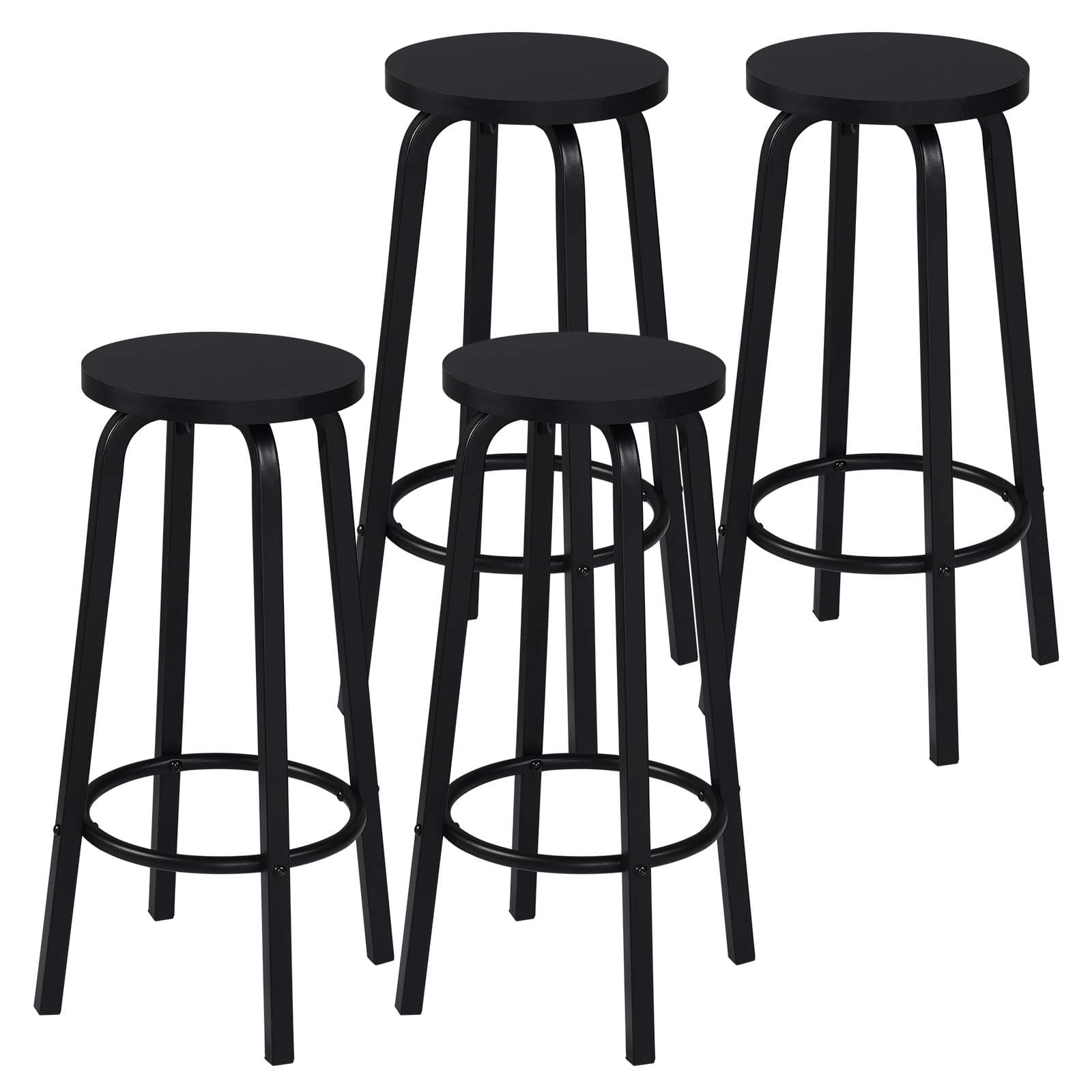 eSituro Bar Stools Black Barstools Set of 4 Solid Metal Bar Stools for Home Breakfast Bar Counter Kitchen Bar Stools with Footrest, SBST0485-4