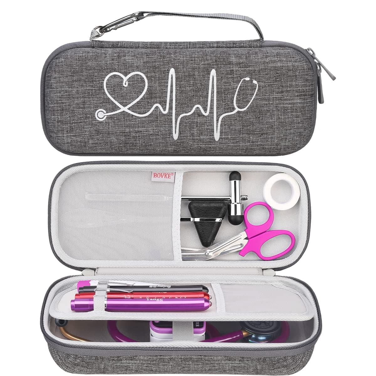 Stethoscope Case Compatible with 3M Littmann Classic III, Lightweight II S.E, Cardiology IV Diagnostic, MDF Acoustica Deluxe Stethoscope, Extra Room for Taylor Percussion Hammer, Volcanic Grey