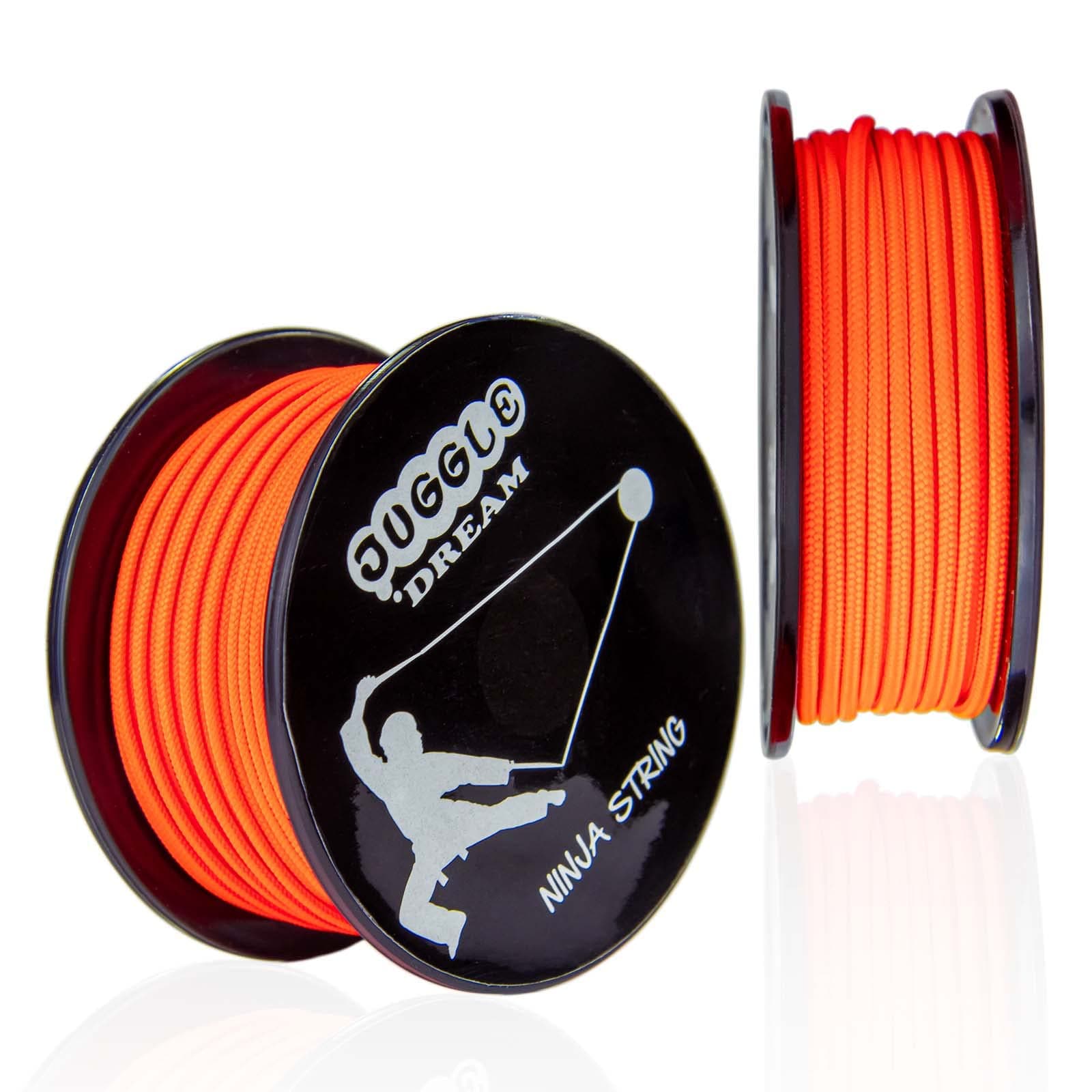 Juggle Dream Ninja Professional Diabolo String with an extra-tight weave and smooth finish - Ideal for multiple wraps, Neon Orange (10 m)