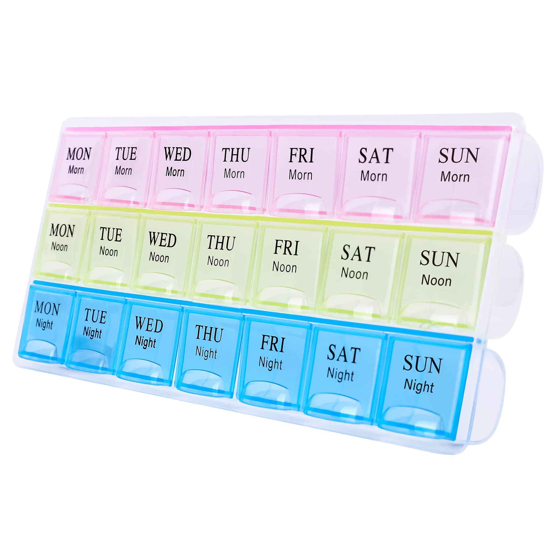 Large Weekly Pill Organizer 3 Times A Day, Moisture-Proof 7 Day Pill Box, Portable Personal Pill Organizer with 21 Compartments