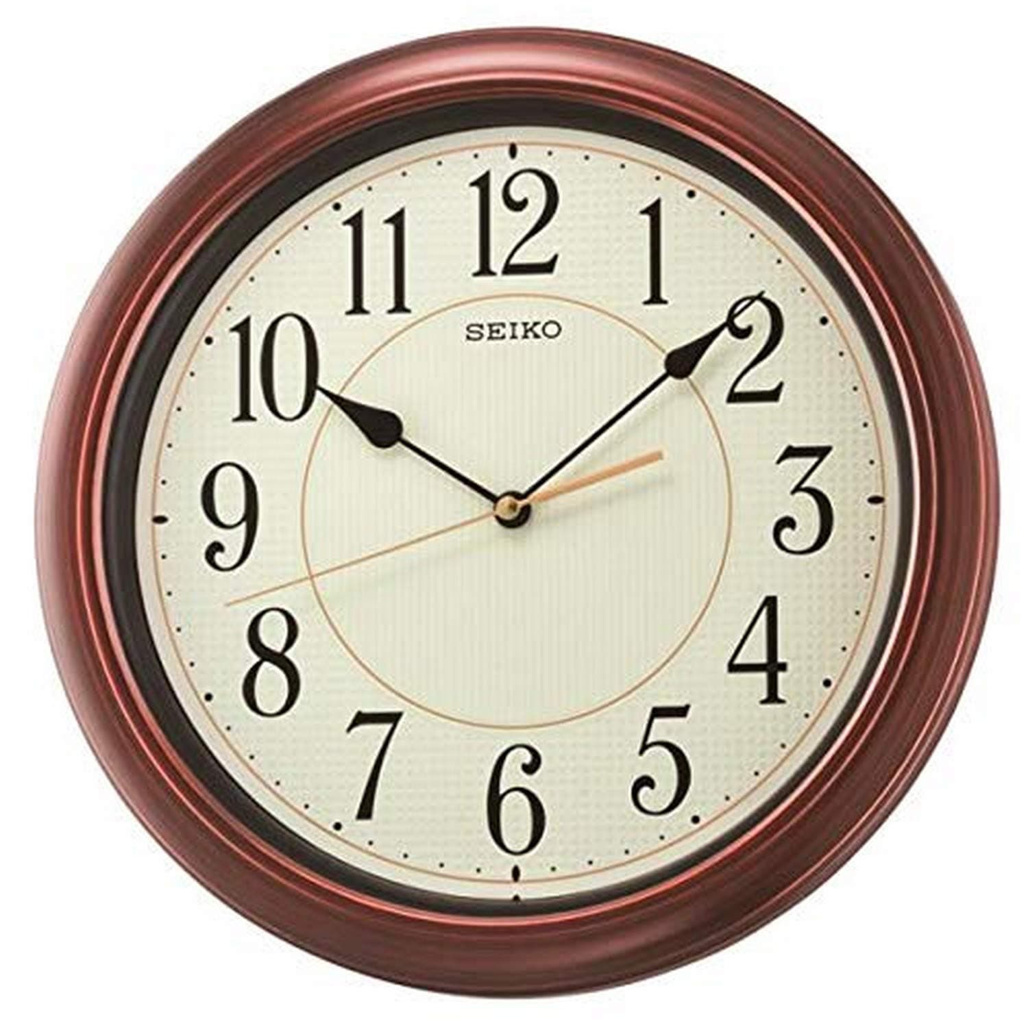 13 Inch Numbered Wood Finish Wall Clock,Brown