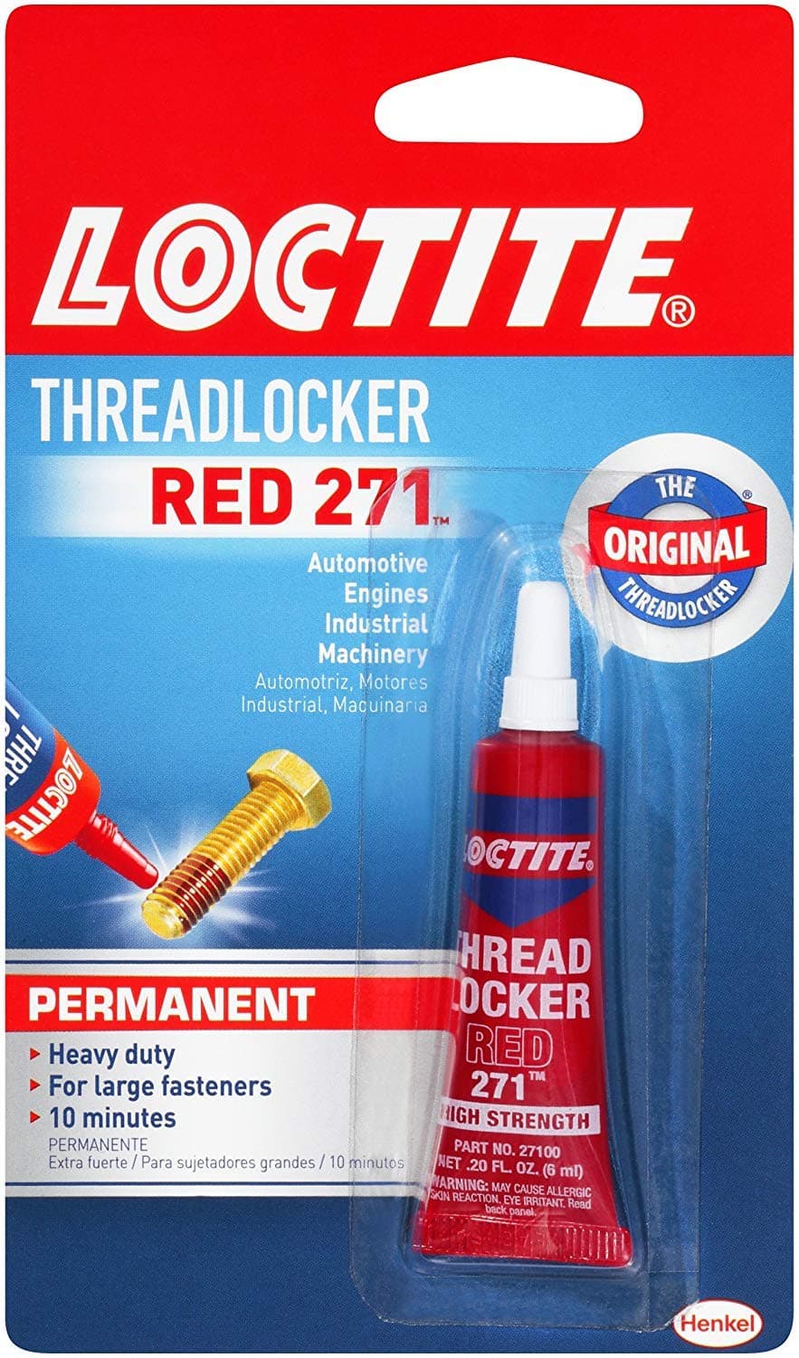 Heavy Duty Threadlocker, 0.2 oz, Red 271, 12 Pack