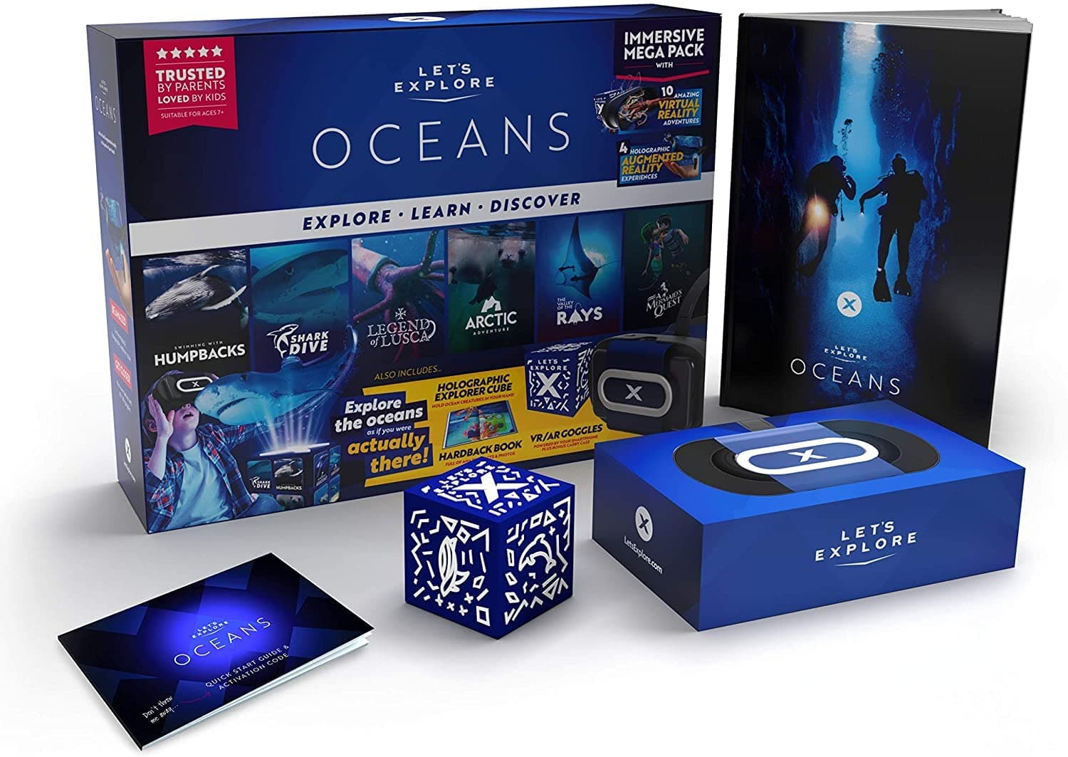 Let's Explore: Oceans - Virtual Reality Augmented Reality Family Friendly Adventure - Swim with Whales and Sharks, Encounter Polar Bears VR Headset For Kids - Smart Phone Compatible