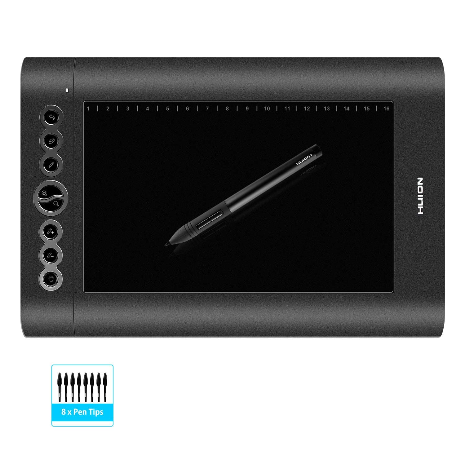 Huion Drawing Graphics Tablet 10"x6.25" USB Digital Creative Pen Tablet Writing Design Tablet Board with Hot Express Keys for Windows & Mac - H610 PRO Black