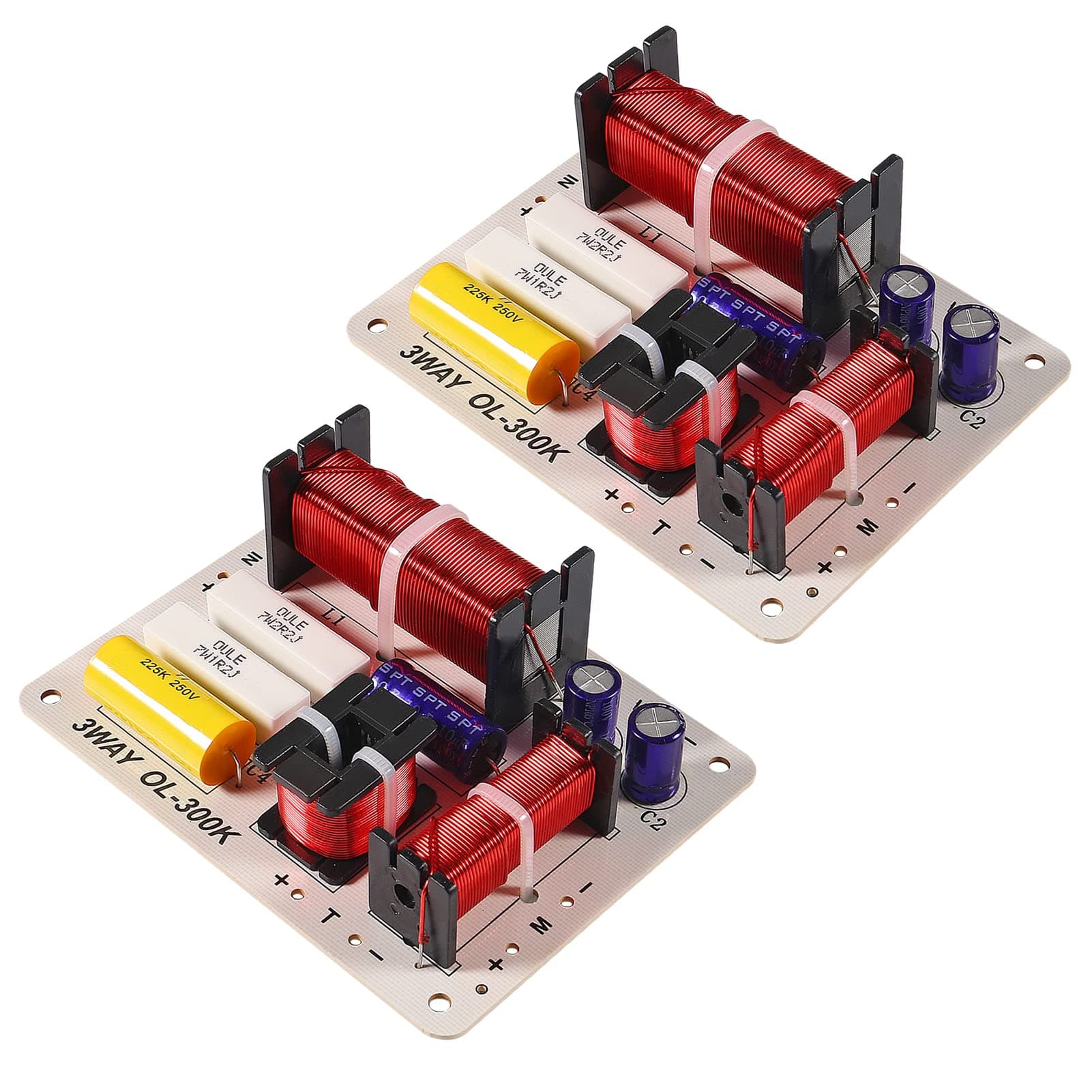 2pcs 180W 3-Way Audio Crossover Filters Frequency Distributor