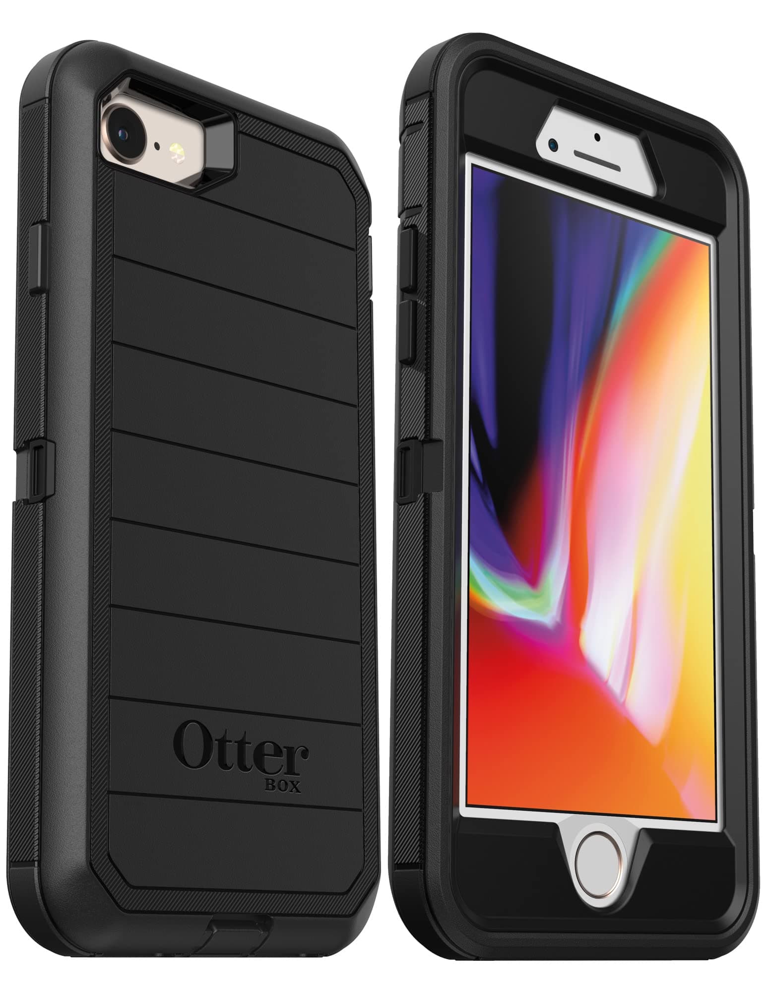 OtterBox Defender Series Rugged Case for iPhone SE (2020), iPhone 8, iPhone 7 (NOT Plus) Case Only - Non-Retail Packaging - (with Microbial Defense) (Black)