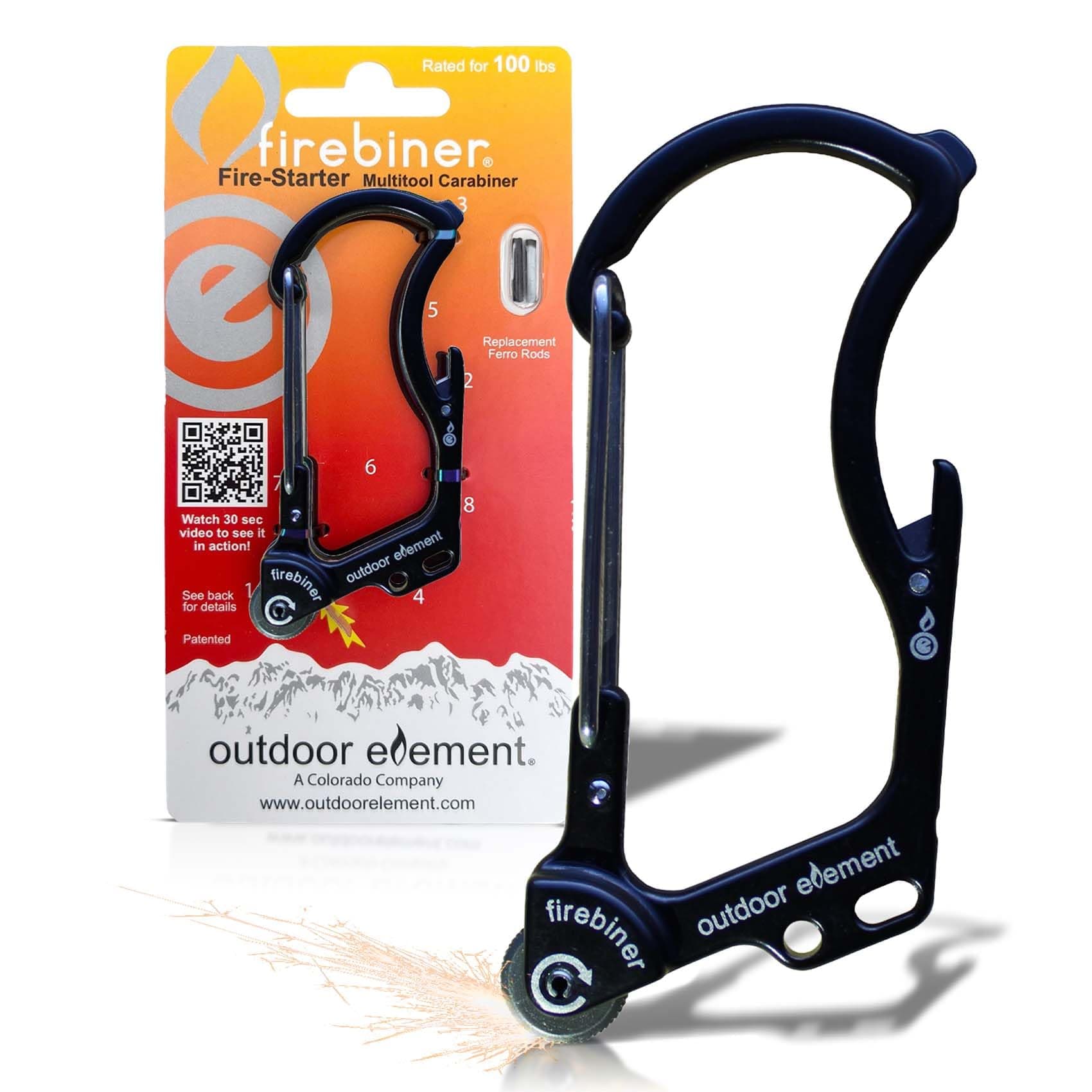Firebiner 6-in-1 Fire-Starting Carabiner EDC Emergency Multitool -Keychain,Utility Blade,Bottle Opener,& more