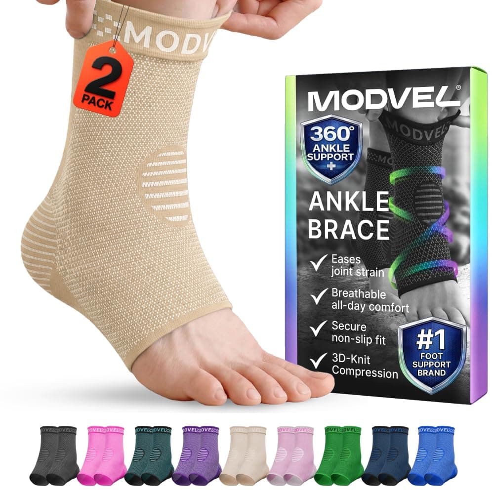 Modvel Foot & Ankle Brace Socks for Sprained Ankle Compression Sleeve - Plantar Fasciitis Relief Brace, Foot Support for pain Women & Men - Tendonitis & Arthritis Feet Sleeve, Stabilizing Ankles Wrap