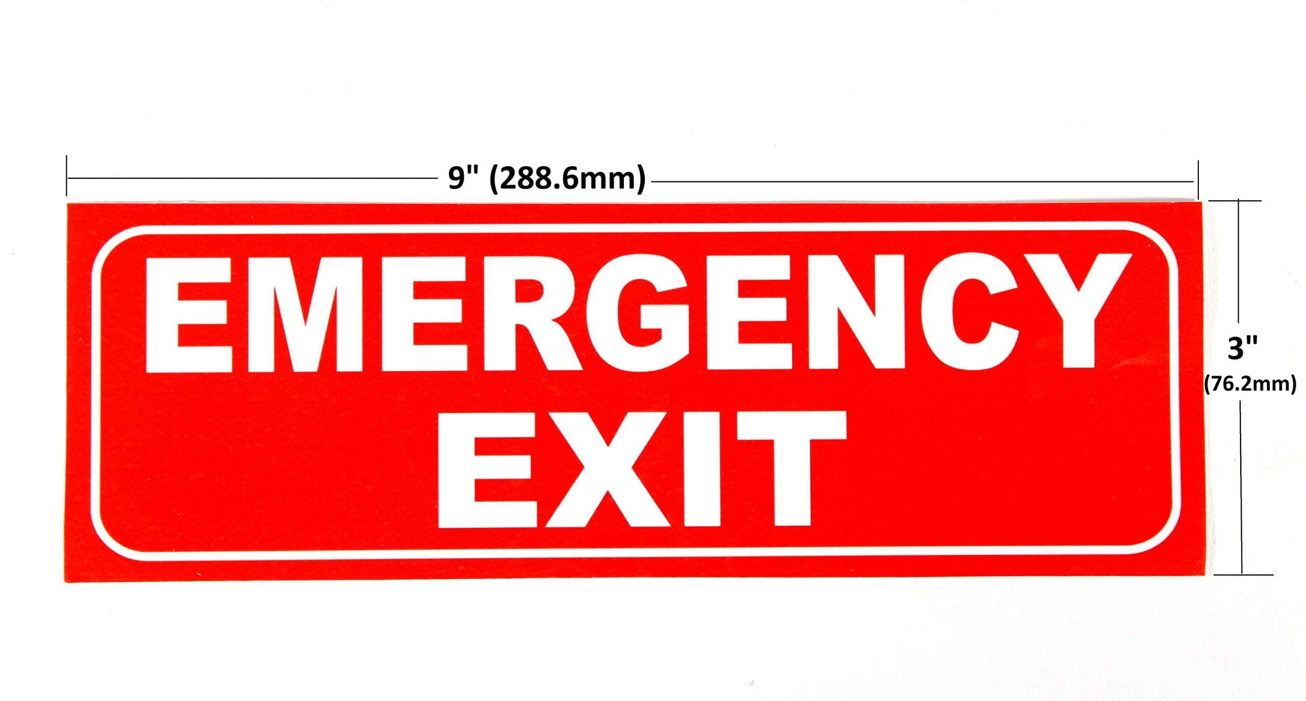 eSplanade Emergency Exit Sign Decal Sticker (Pack of 2) - Easy to Mount Weather Resistant Long Lasting Ink - 9" x 3" Inches (Emergency Exit_Red)