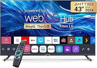 Antteq Smart TV 43 inch MagiQ 43" 4K UHD webOS TV, ThinQ AI MEMC Work with Alexa 2024 Black Television