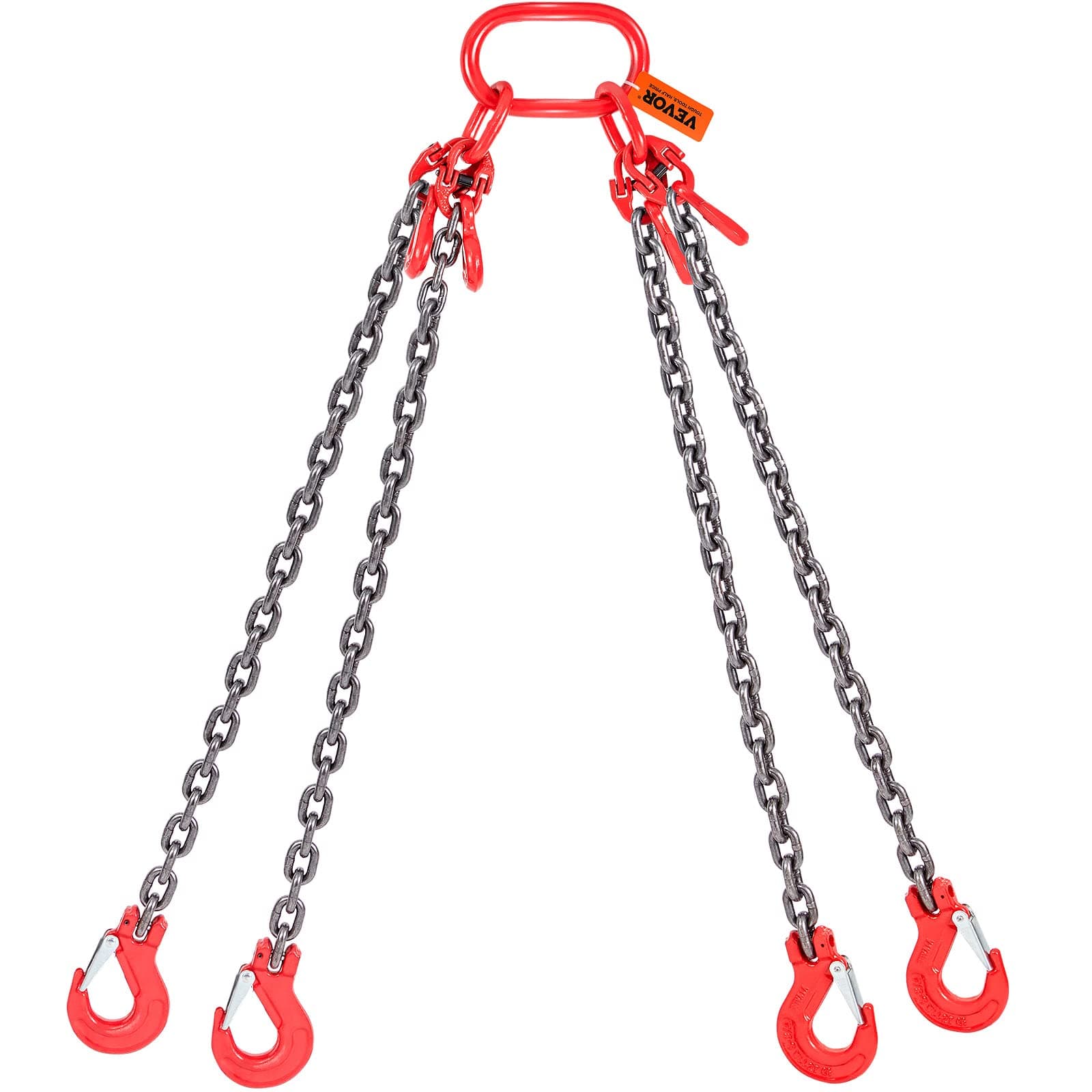 VEVOR Chain Sling, 5/16 Inch X 5 Ft Lifting Chains with Hooks, G80 Engine Chain Hoist Lifts, 1100LBS Lifting Sling Chains for Engine Hoist, Engine Lift Chain 5T with 4 Leg Grab Hooks and Adjusters