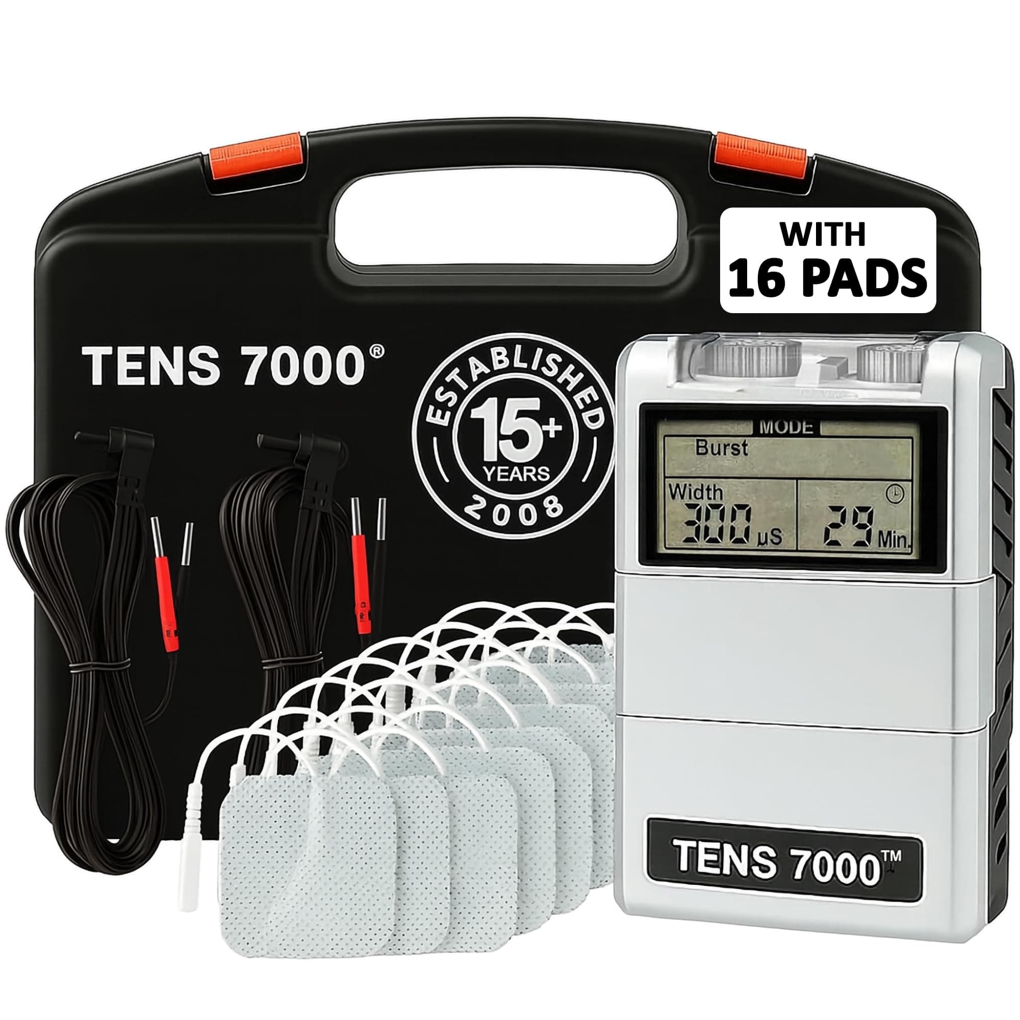 Digital TENS Unit with Accessories, Includes 16 Pack Electrodes - TENS Unit Muscle Stimulator for Back Pain Relief, General Pain Relief, Neck Pain, Sciatica Pain Relief, Nerve Pain Relief