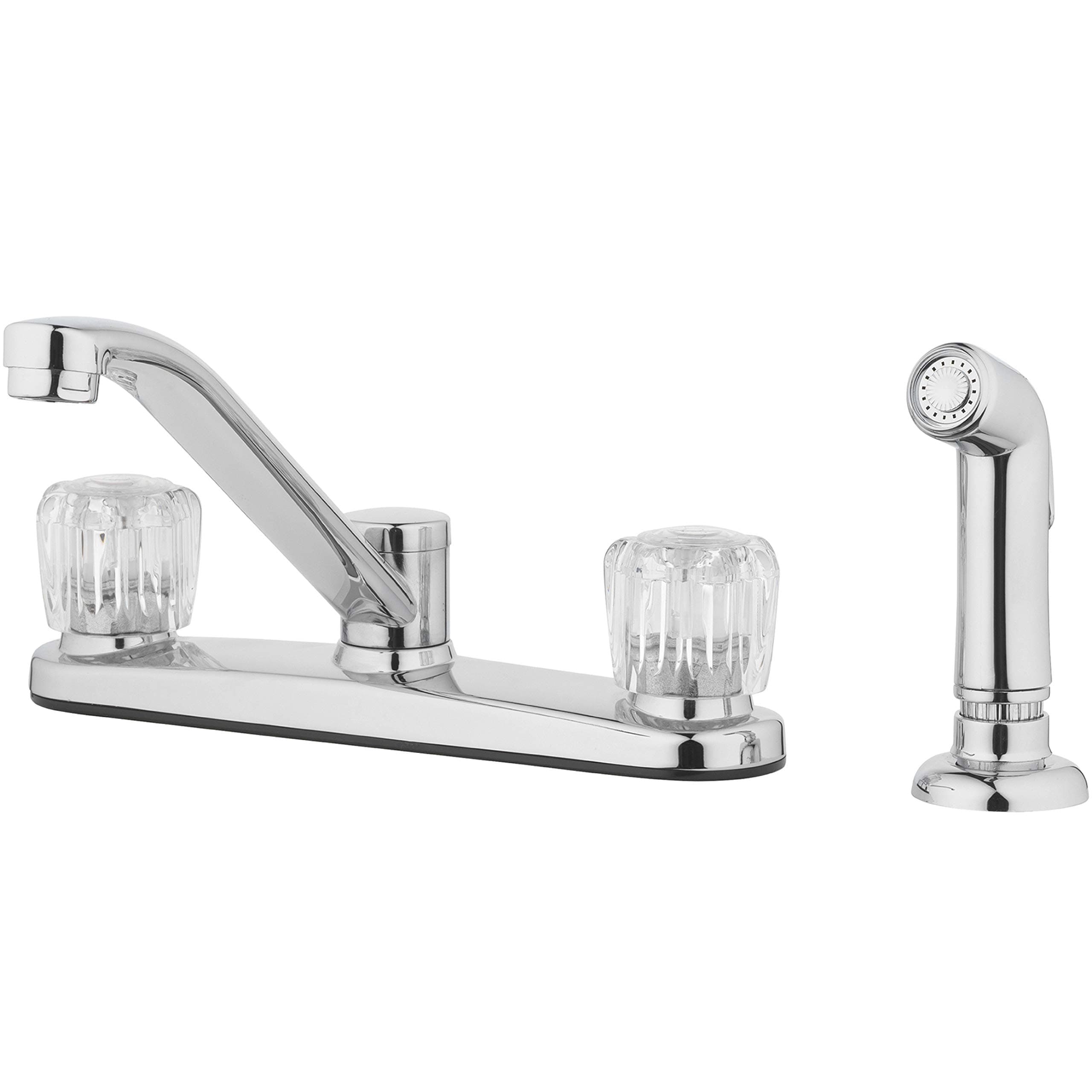 Two Acrylic Handle High Arc Kitchen Faucet with Side Spray in Polished Chrome