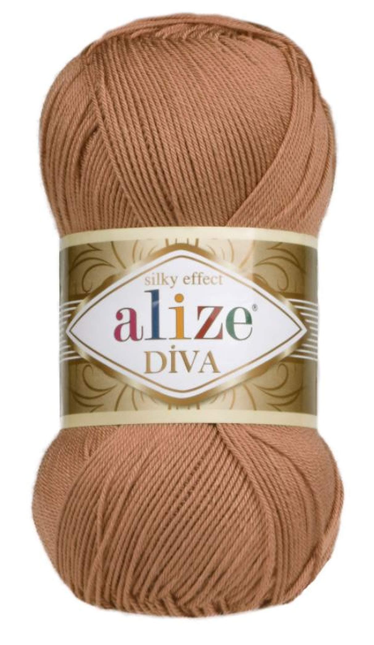 Diva Silk Effect 100% Microfiber Acrylic Yarn 1 Ball/Skein 100gr 383yds Color (261 - Red Brown)