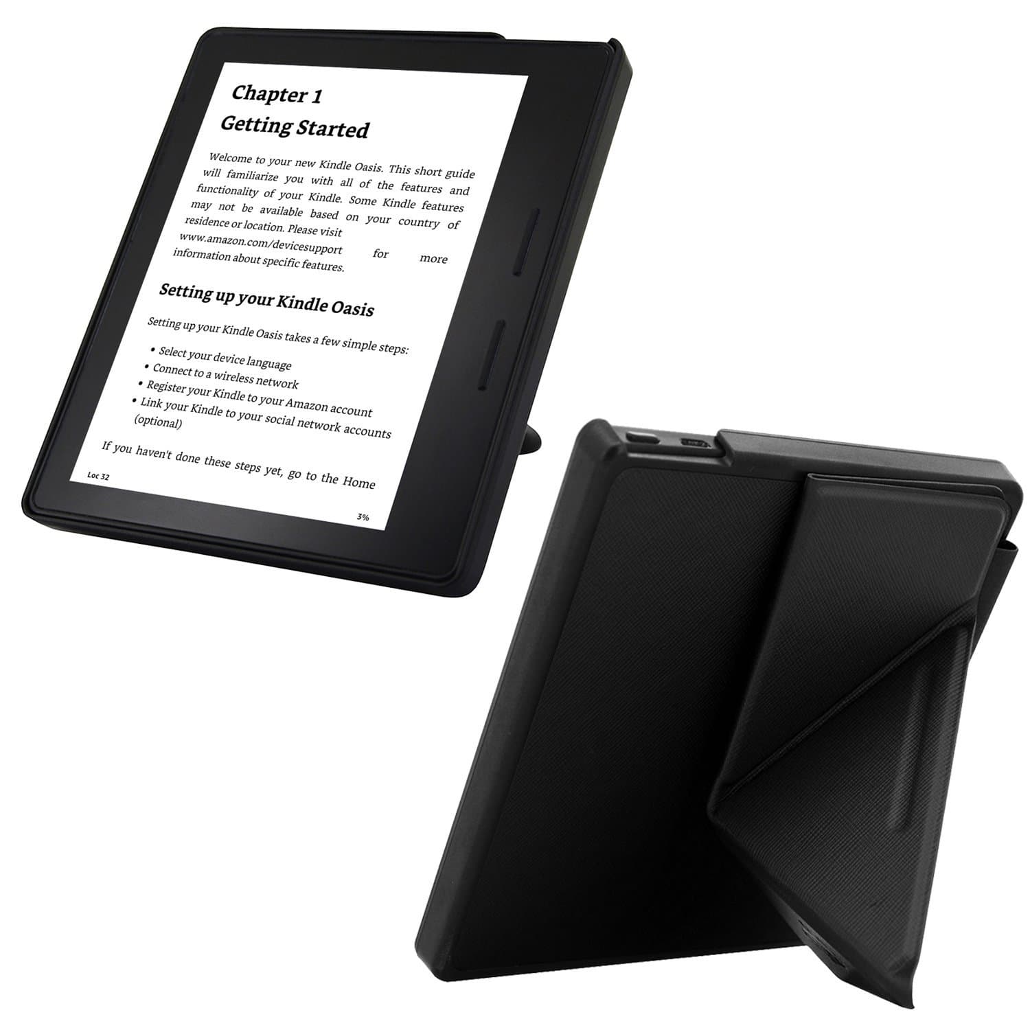 Kindle Oasis Case, Standing Origami Slim Shell Case Cover with With Auto Wake & Sleep Function for Amazon Kindle Oasis 2016 (Black)