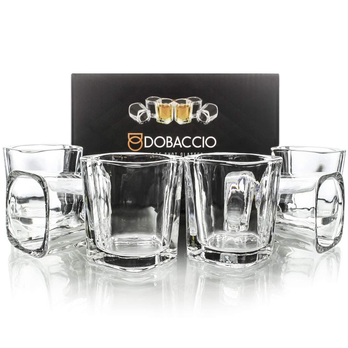 Square Shot Glasses Set for Tequila, Whiskey, Brandy. Clear Small Funny Shooters Drinking Cube Mini Glass, 6 pcs, 2 oz