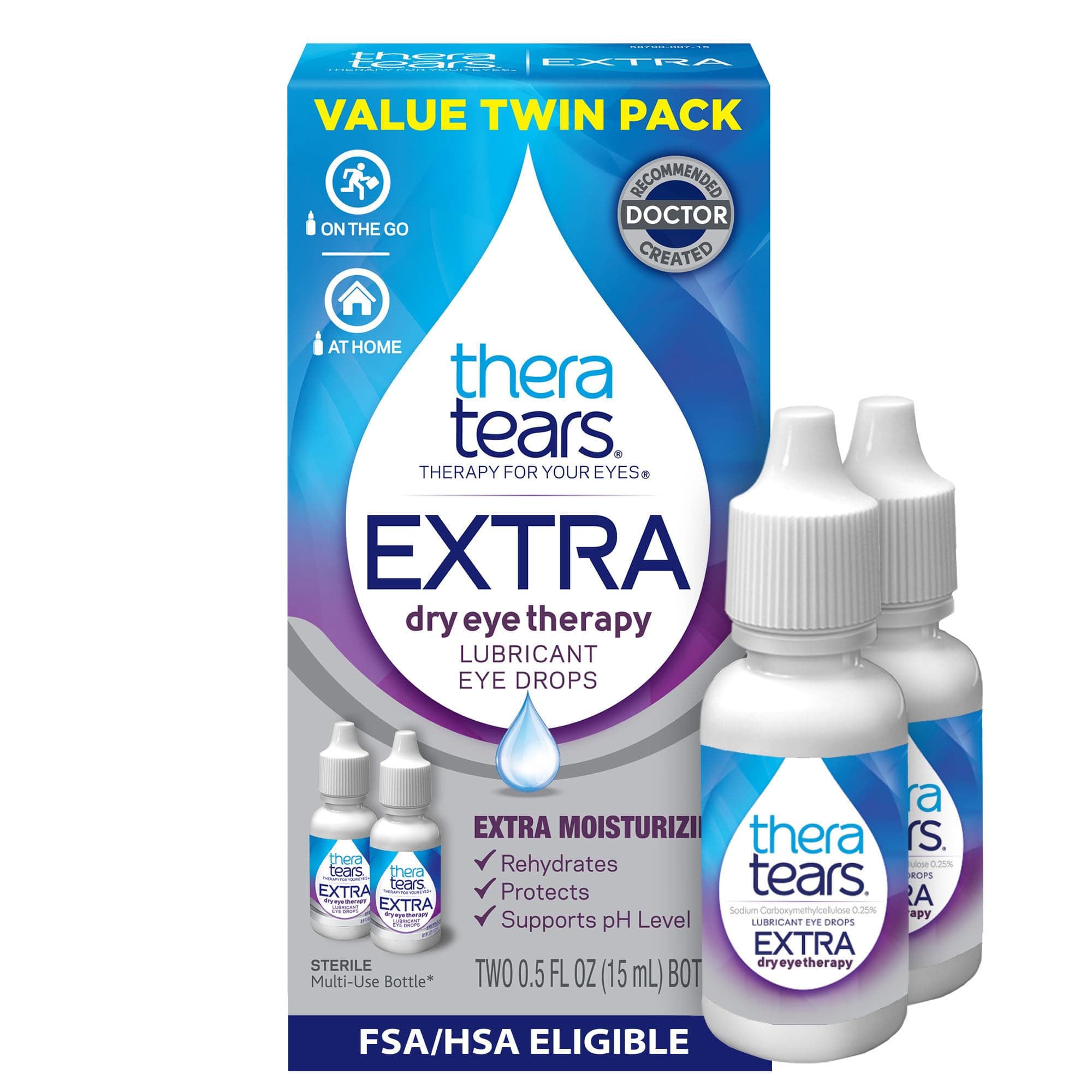Extra Dry Eye Drops, Twin Pack, 2 Bottles x 0.5 fl oz (Pack of 1)