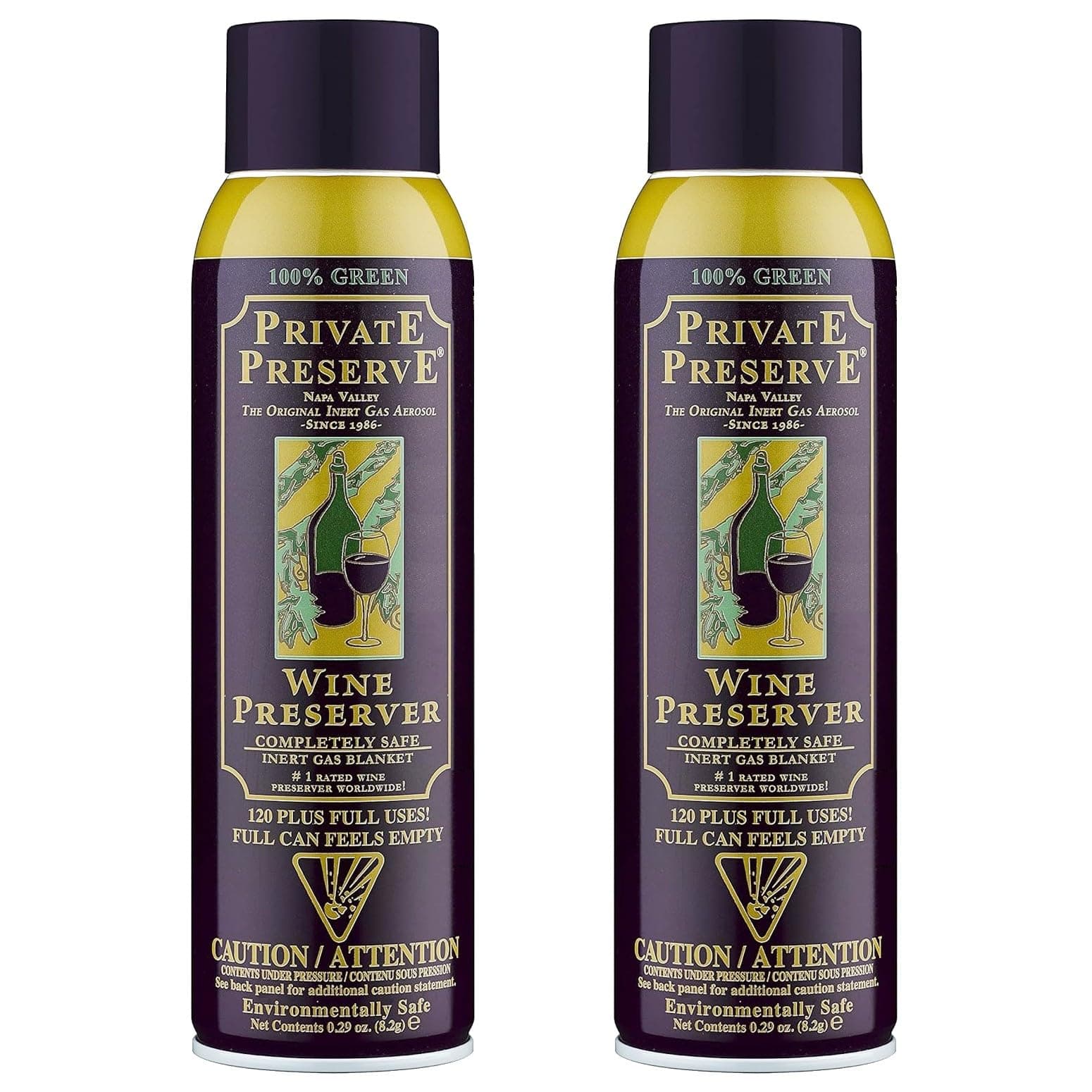 Wine Preservation System | 100% Green Gas Based | Suitable For All Wine, Port, Sake, Cognac, Whiskey, Fine Oil & Vinegar (Pack of 2)