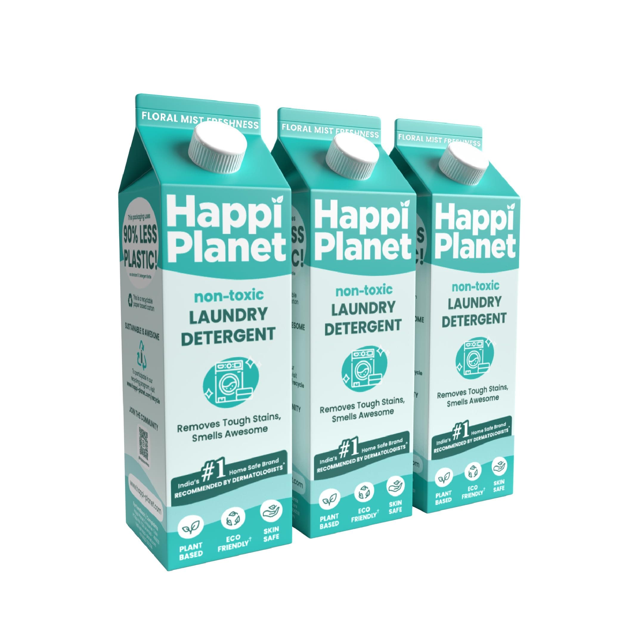 Happi Planet | Natural Laundry Liquid Detergent | 3000ml | Plant Based, Biodegradable, Non Toxic, Eco-Friendly, Organic, Herbal | Tough On Stains & Odour, Smells Awesome, Protects Colour, Baby Safe