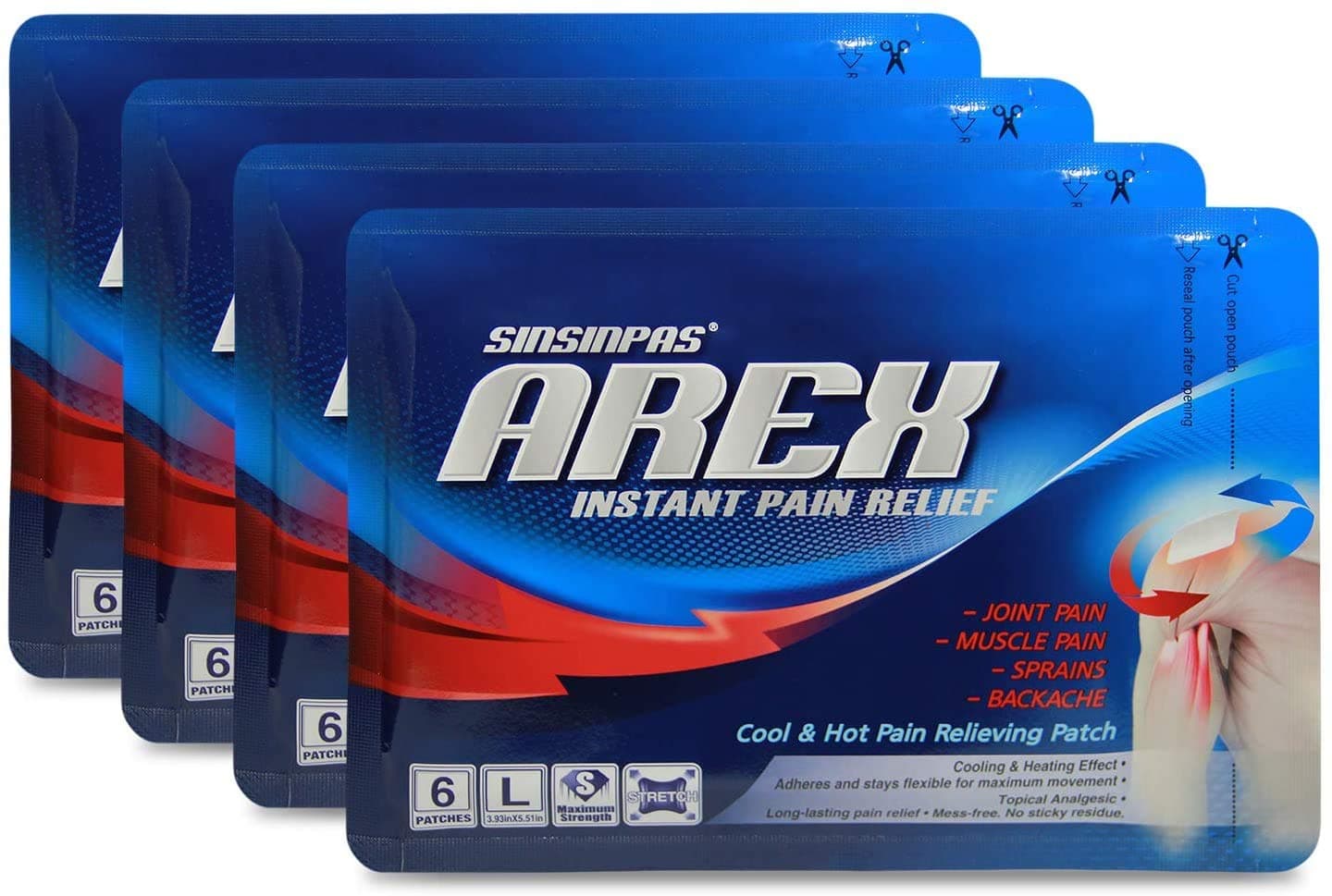 AREX Cool & Hot Pain Relieving Patch, Large 4 Pack (24 Patches Total)…