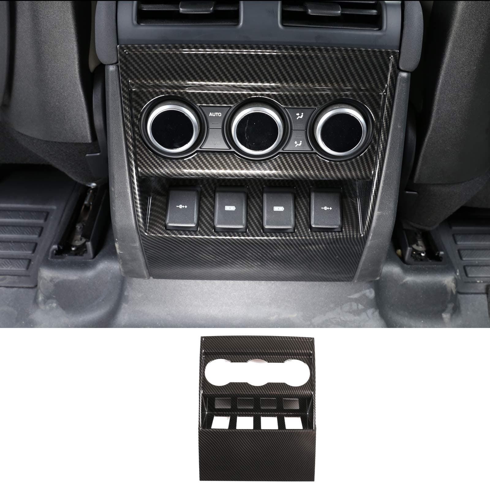 ABS Car Interior Rear Row Air Conditioning Outlet Vent Frame Cover Trim For Land Rover Defender 90 110 130 2020-2021 Car Accessories (Carbon Fiber Style, 2)