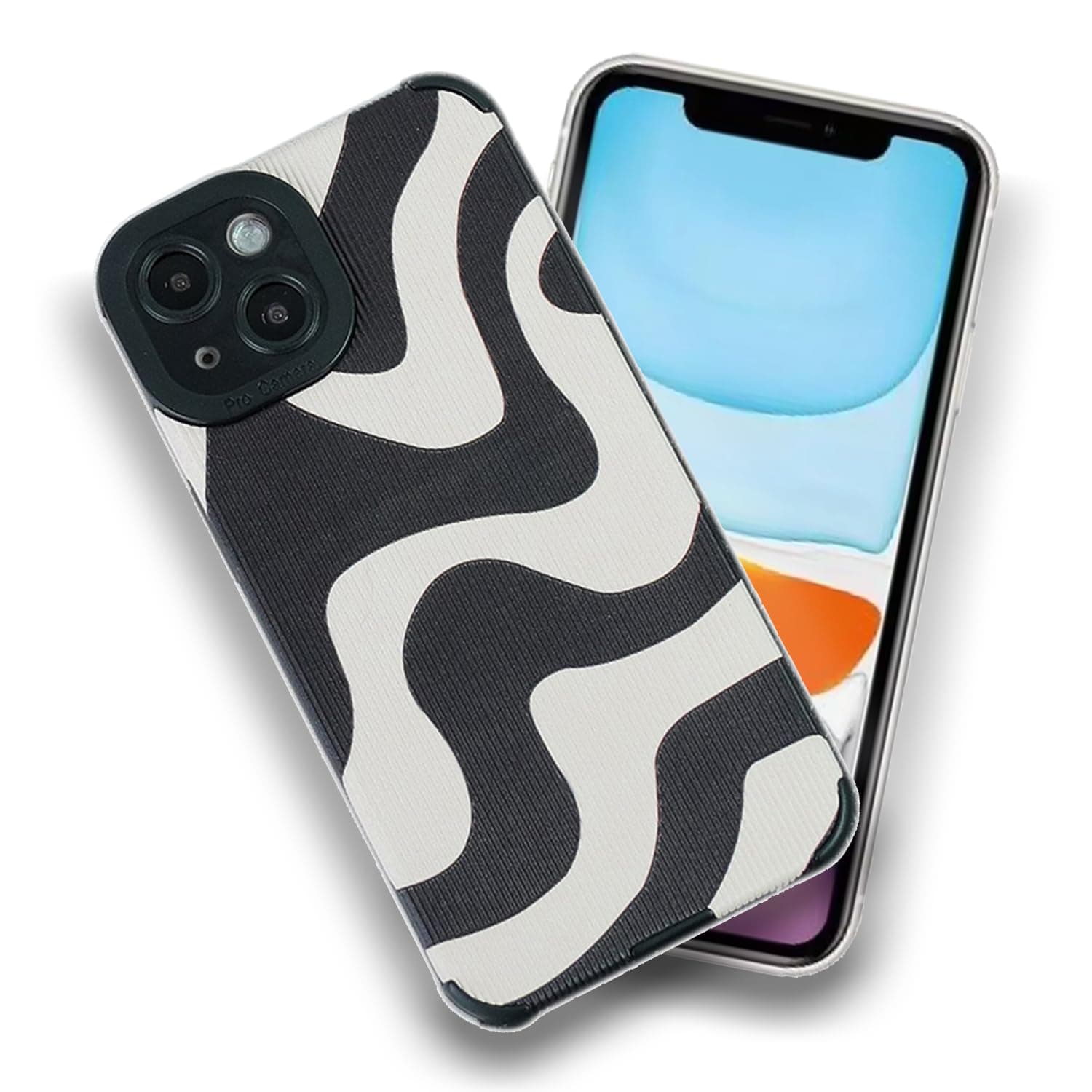 A rtistque Zebra Print Silicone Stylish Back Cover Case for iPhone 14 Plus | Shockproof TPU | Soft Flexible with Camera Protection | iPhone 14 Plus Cover Case - Black & White