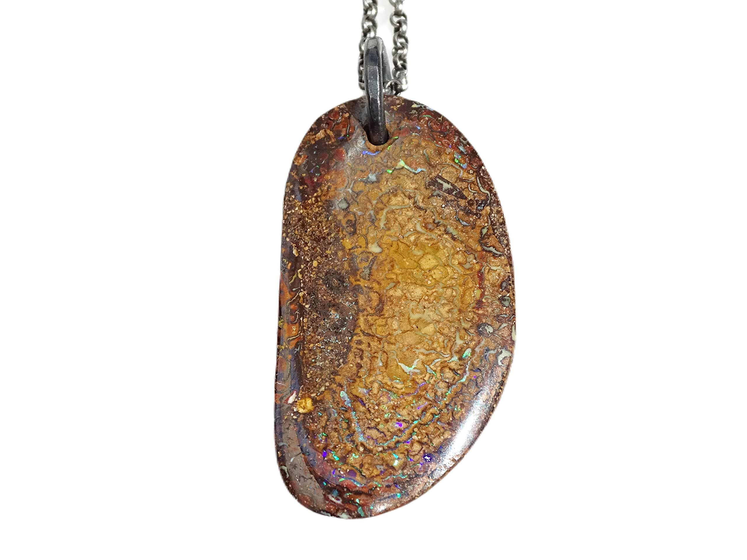large Koroit Boulder opal pendant with sterling silver bail, unique gift for men and women