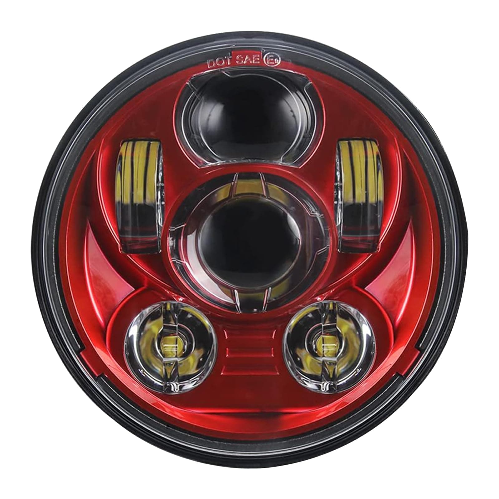 Atubeix 5-3/4 5.75" LED Motorcycle for Iron 883 Dyna Sportster Low Rider Triple Wide Glide Projector Driving Lamp 1 pcs (Red)