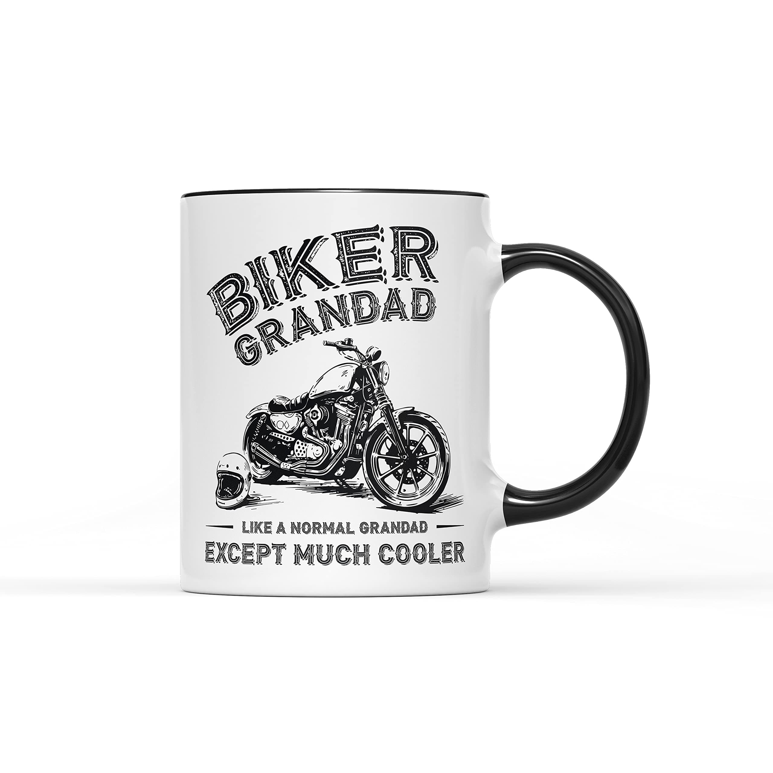 SMARTYPANTS Biker Grandad Mug - Like A Normal Dad Except Much Cooler - Father's Day Gift Cup Coffee Tea Present Birthday Christmas (Black Handle Prime)