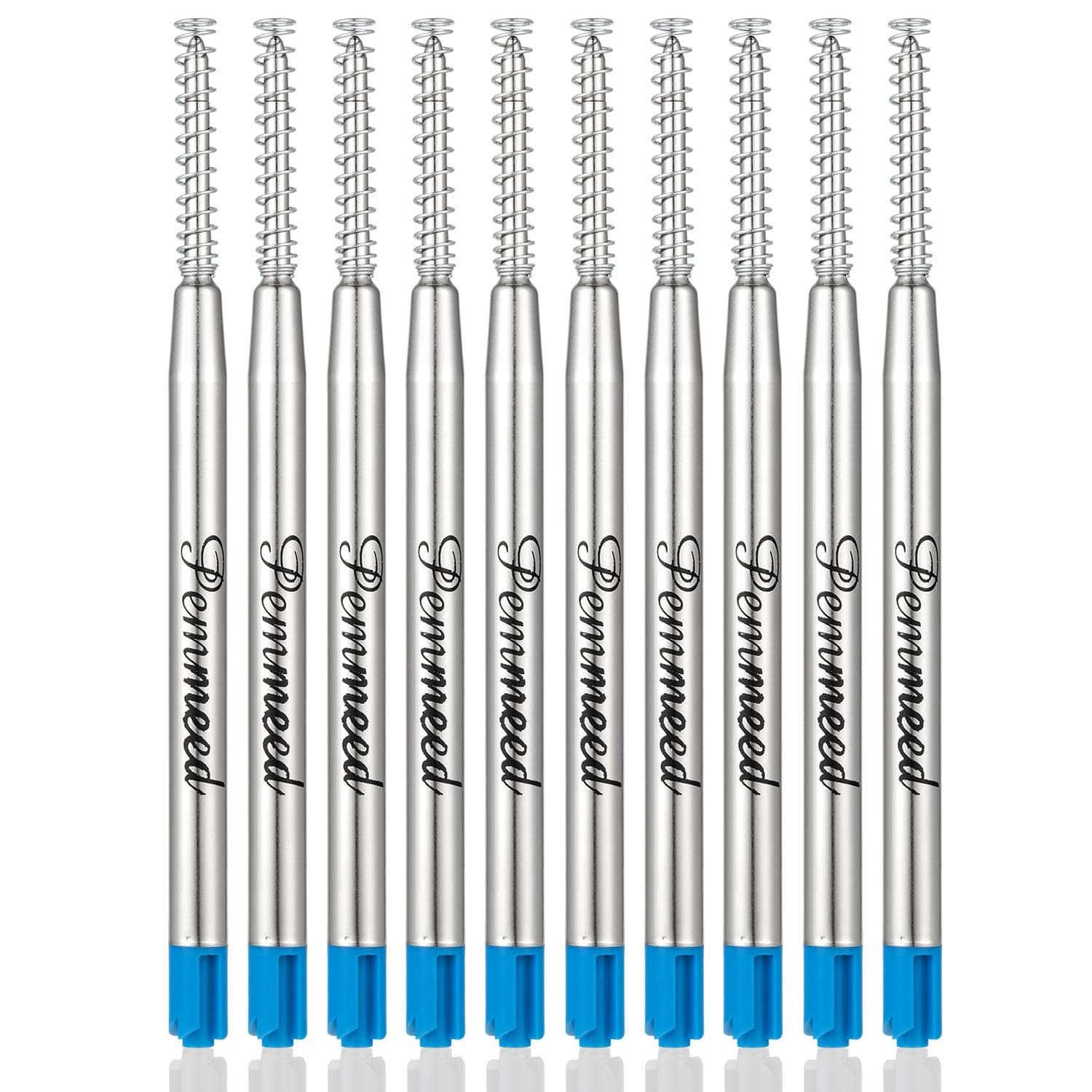 Ballpoint Pen Refills with Spring for Penneed B5/B6/B8 Pen, Parker Waterman Compatible Ballpoint Pen Refills Twist Action Medium Point 1.0mm Pack of 10(Blue Ink)