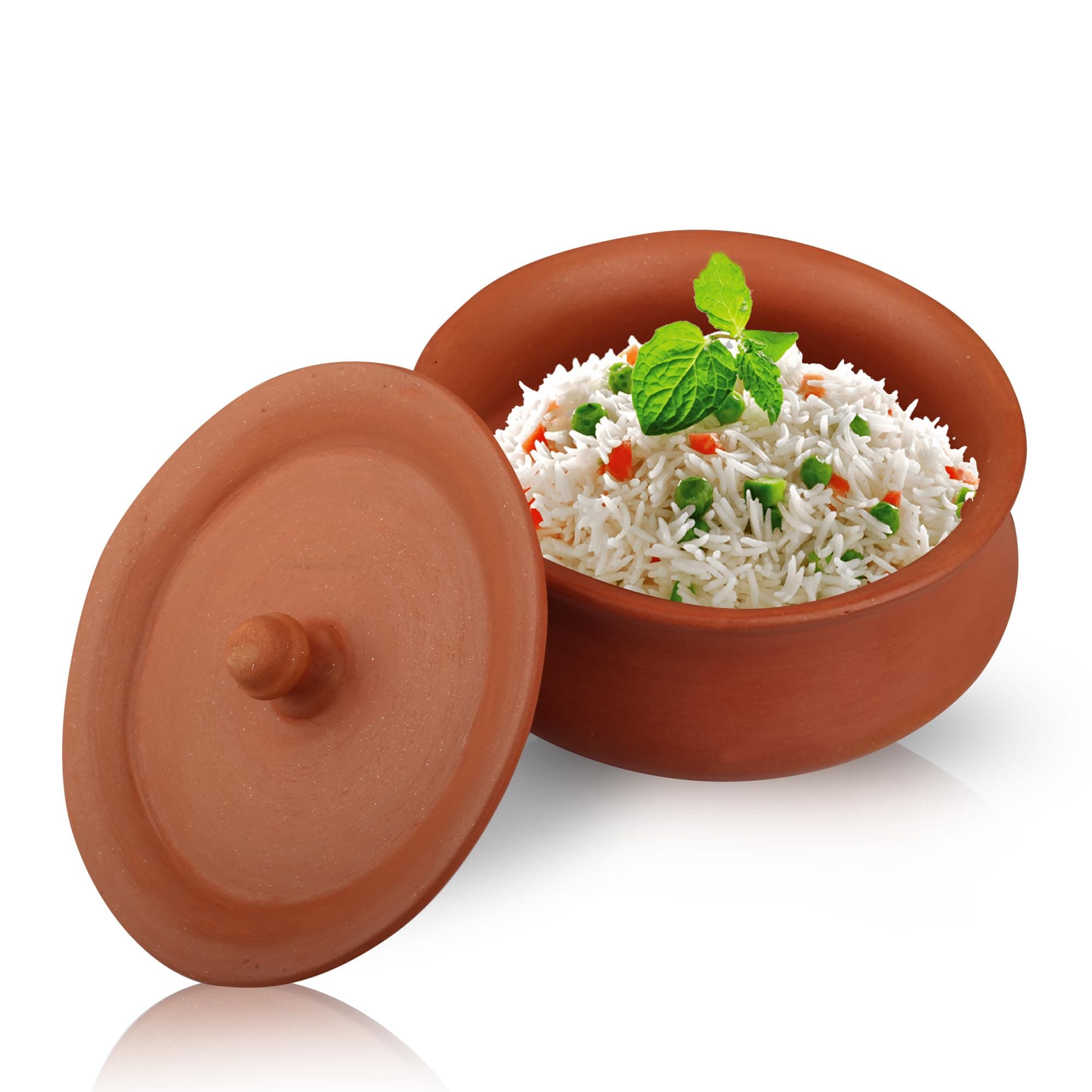 1000ml Earthen Clay Handi - Authentic Handmade Cookware for Delicious Traditional Meals | Clay Dahi Handi | Eco-Friendly Clay Handi | Large Handi for Kitchen with Lid