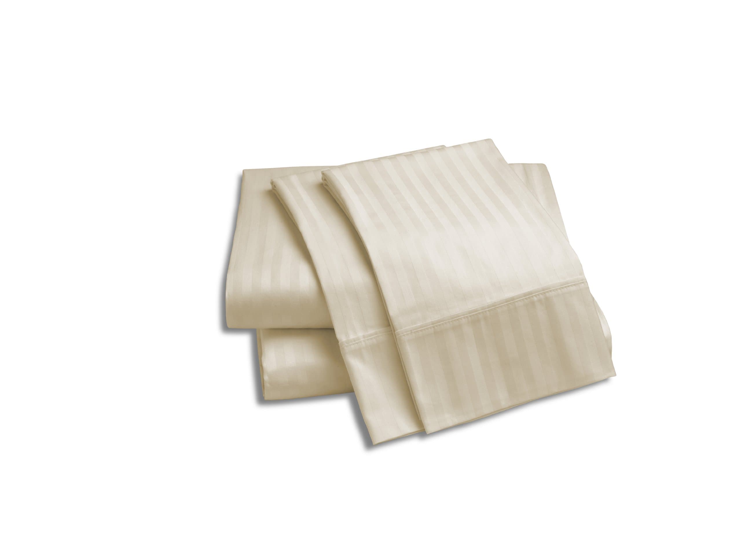 The Grand 1000-Thread-Count 100% Egyptian Cotton Sheet Set, Queen, Ivory Striped